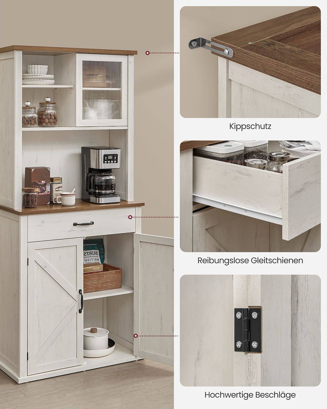 Vintage-Sideboard in Weiß mit Beleuchtung Vintage-Sideboard in Weiß mit Beleuchtung