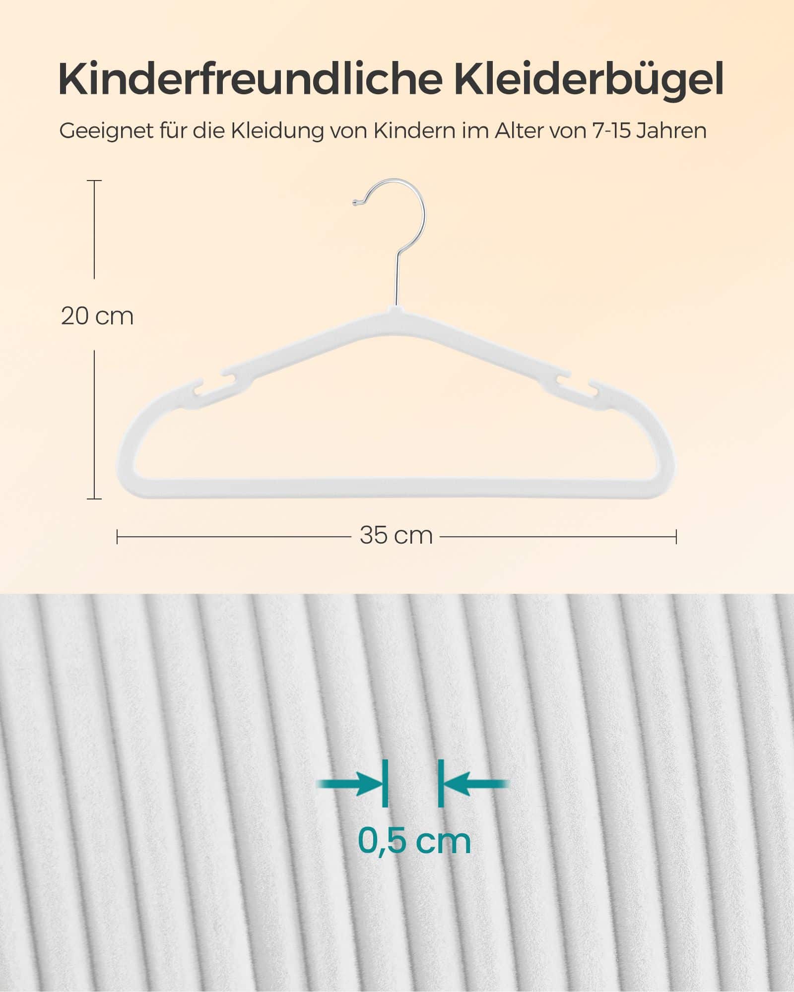 Kinderkleiderbügel 50er Set 35 x 20 cm wolkenweiß Kinderkleiderbügel 50er Set 35 x 20 cm wolkenweiß