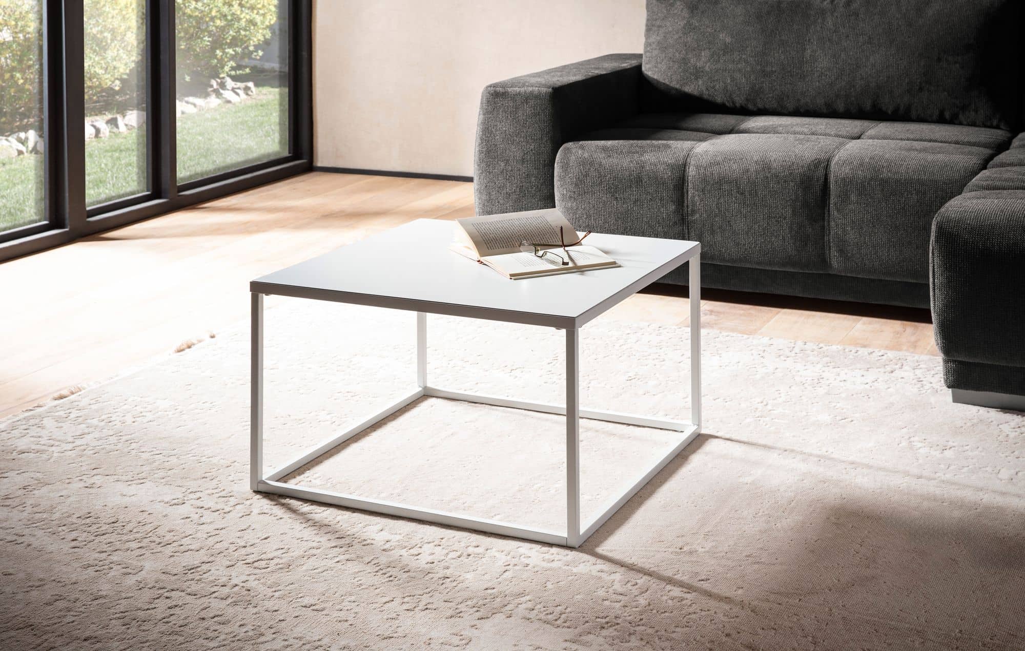 Couchtisch 60x60x40 cm Metall Wohnzimmertisch Industrial Weiß Couchtisch 60x60x40 cm Metall Wohnzimmertisch Industrial Weiß