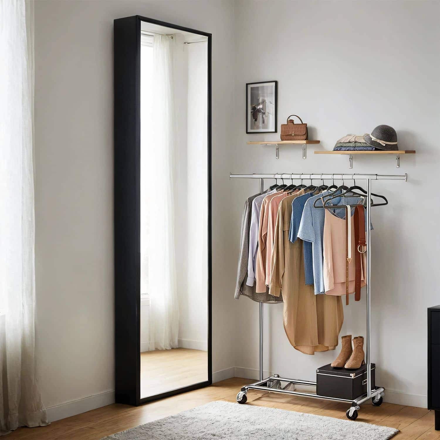 Kleiderständer auf Rollen, Schwerlast-Garderobenständer, ausziehbare Kleiderstang