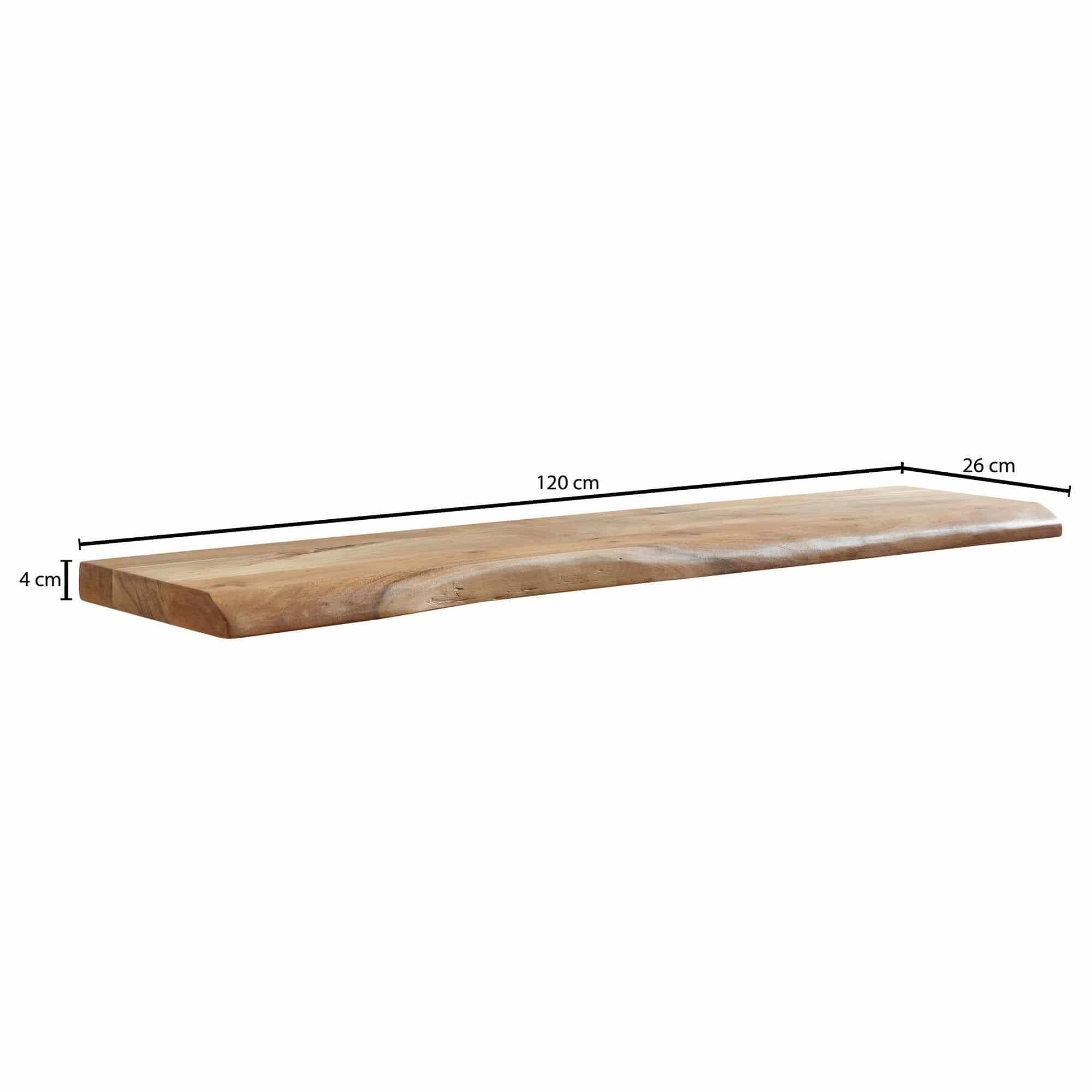 Wandregal mit Baumkante Akazie Massivholz 120 cm Wandregal mit Baumkante Akazie Massivholz 120 cm