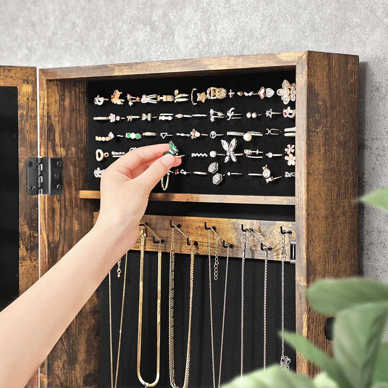 Hängender Schmuckschrank Vintagebraun-JJC051K01