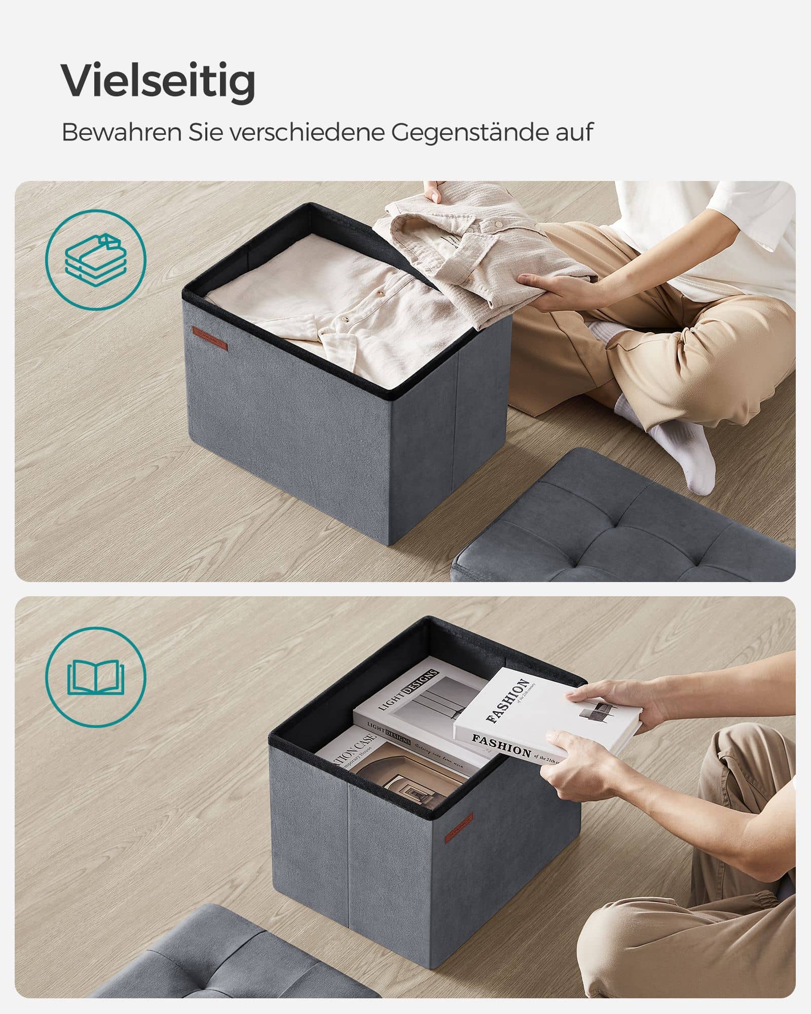 Sitzbank mit Stauraum aus Samt für Flur schiefergrau