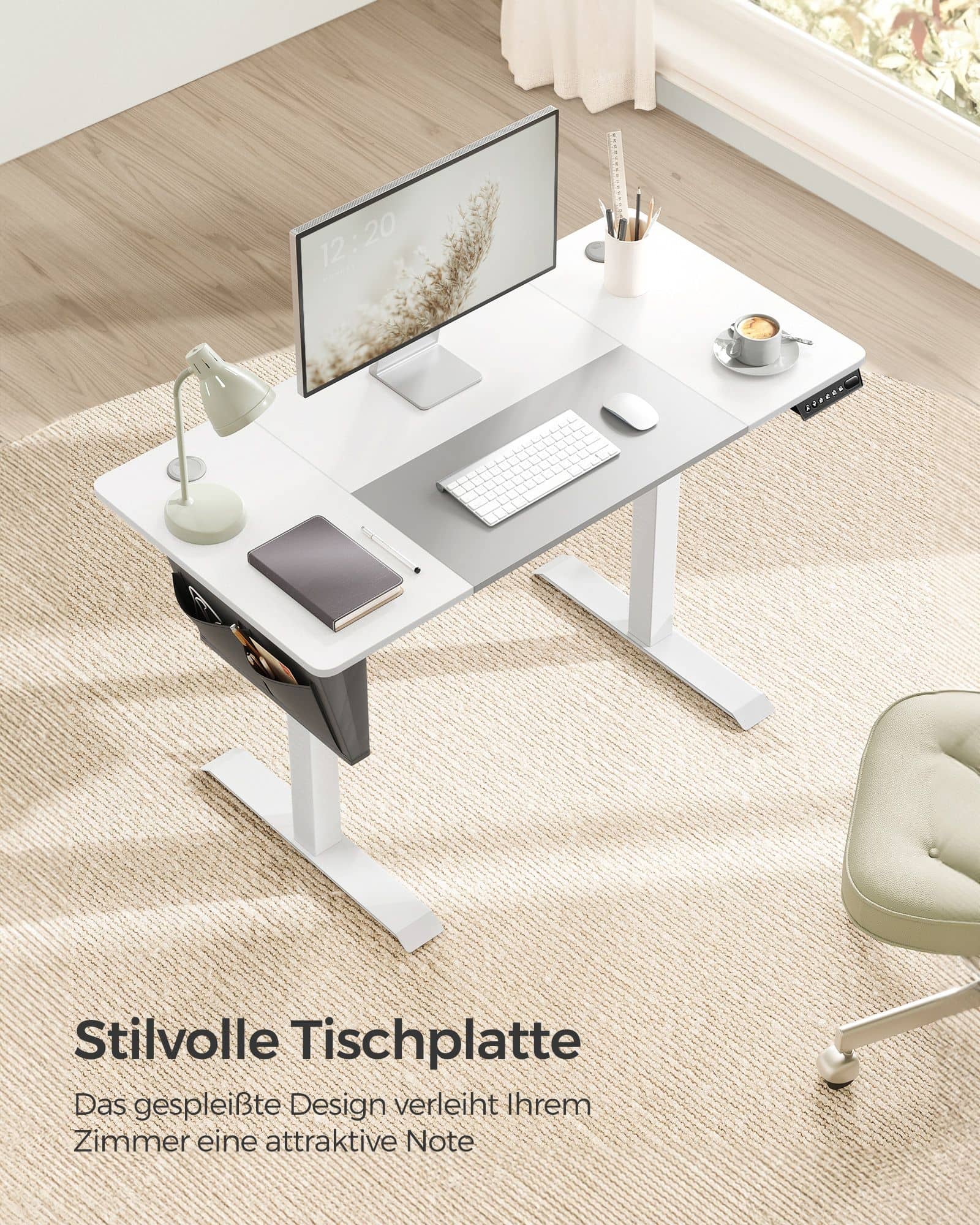 Höhenverstellbarer Schreibtisch elektrisch basisweiß-taubengrau-LSD015W02 Höhenverstellbarer Schreibtisch elektrisch basisweiß-taubengrau-LSD015W02