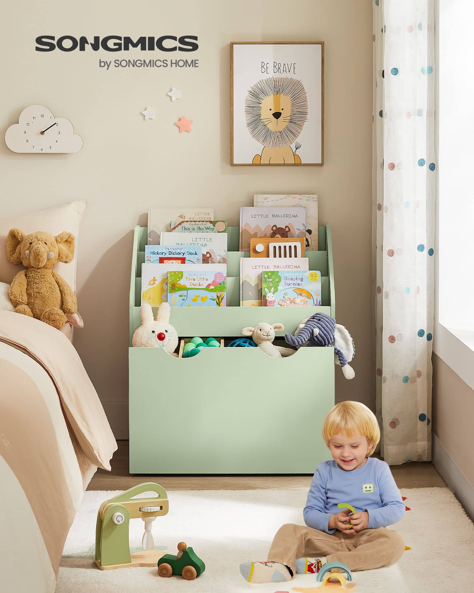 Bücherregal mit 3 Regalebenen und auf Rollen