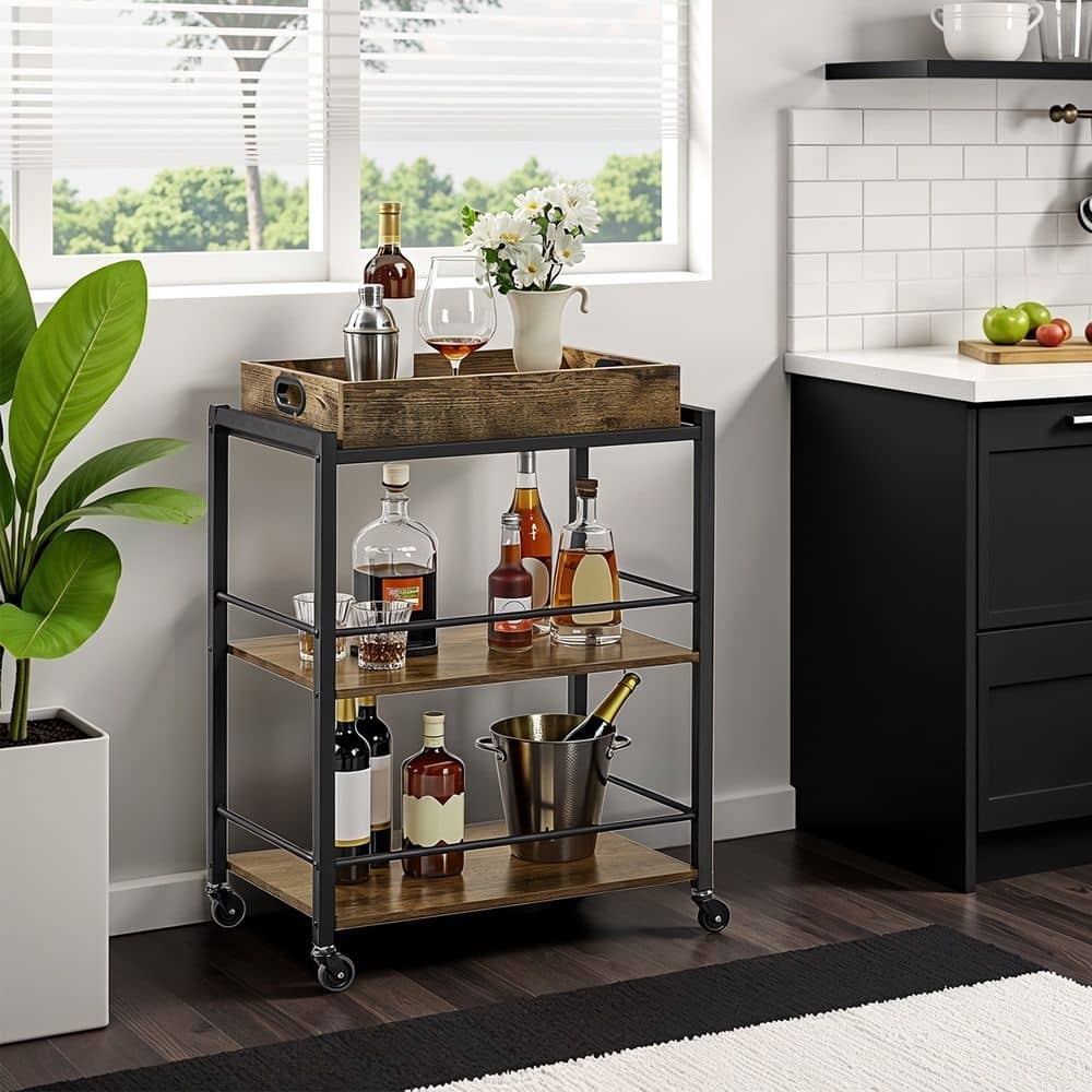 Küchenwagen mit Tablett Vintagebraun Küchenwagen mit Tablett Vintagebraun