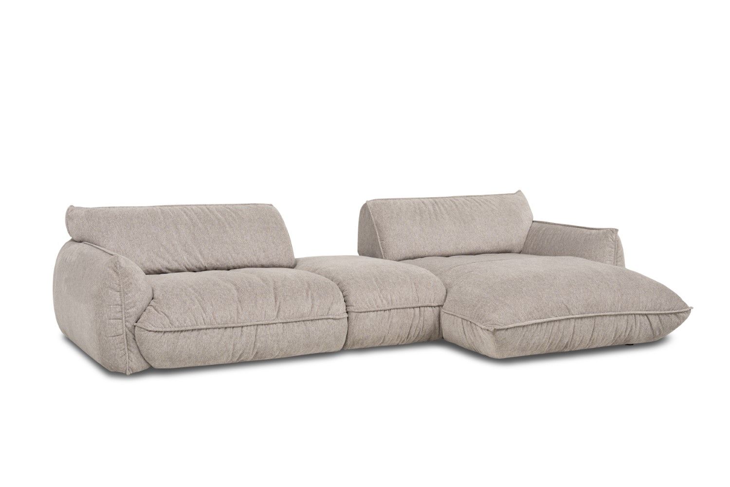 Ecksofa Fluffy aus Chenille-Stoff mit Sitztiefenverstellung - designwerk