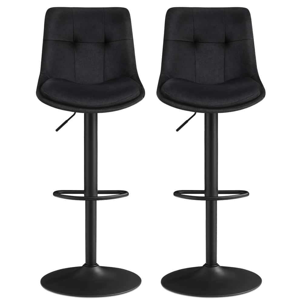 2 Barstühle, Barhocker mit Rückenlehne und Fußstütze, höhenverstellbar 2 Barstühle, Barhocker mit Rückenlehne und Fußstütze, höhenverstellbar