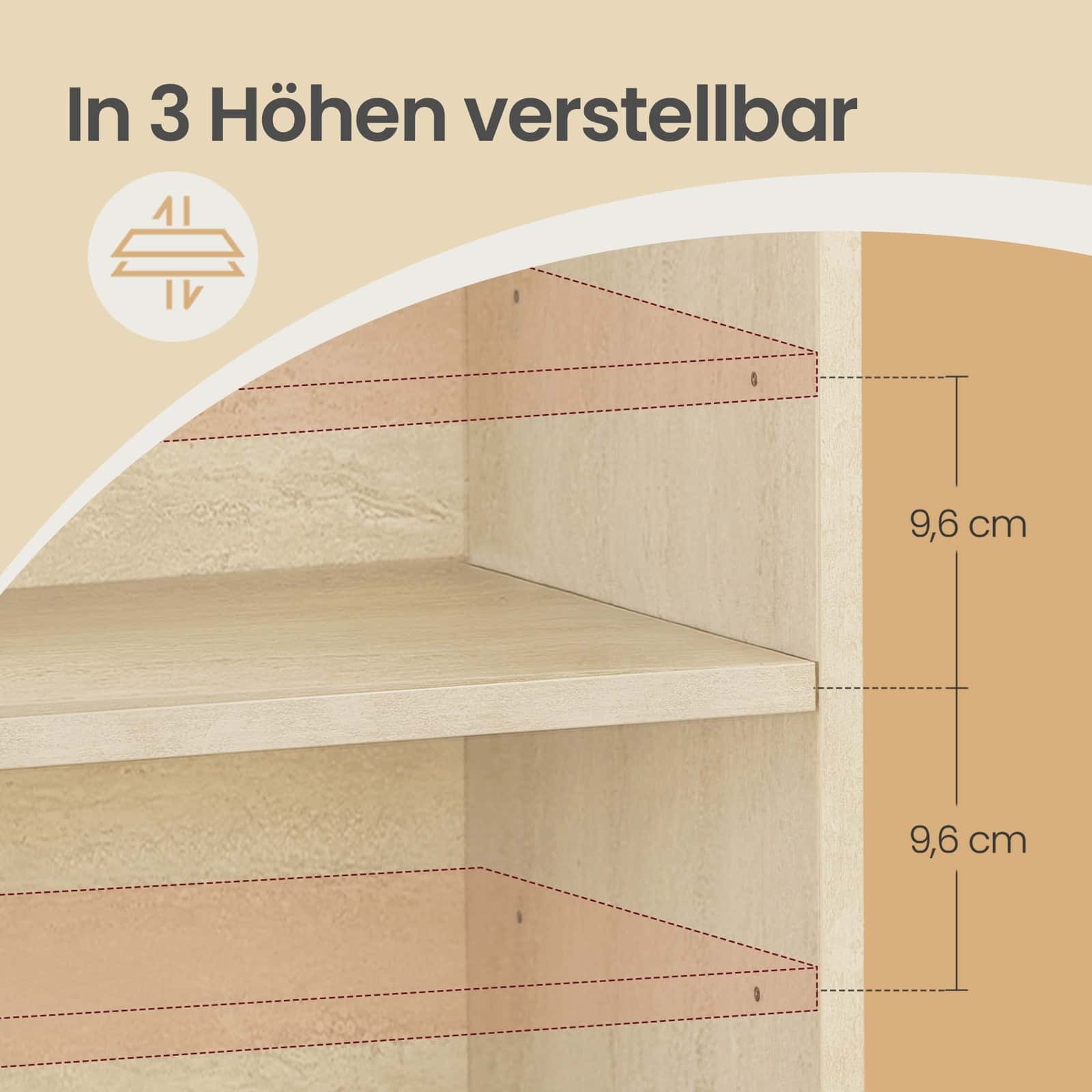 Beistelltisch mit flexibler Ablage, Nachtschrank mit offenen Fächern, für Wohnzimmer Beistelltisch mit flexibler Ablage, Nachtschrank mit offenen Fächern, für Wohnzimmer