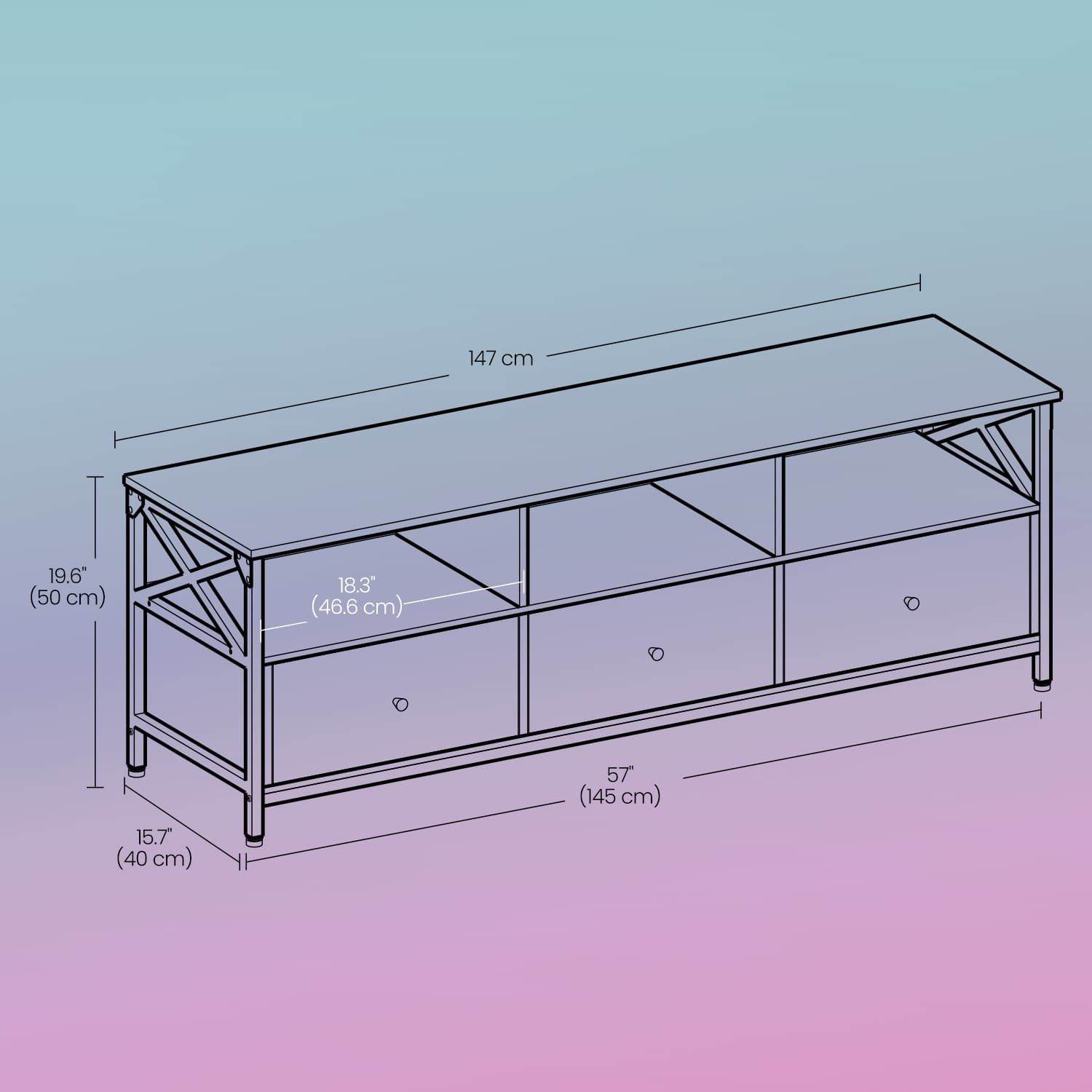 Industriestil TV-Schrank mit 3 Schubladen Industriestil TV-Schrank mit 3 Schubladen