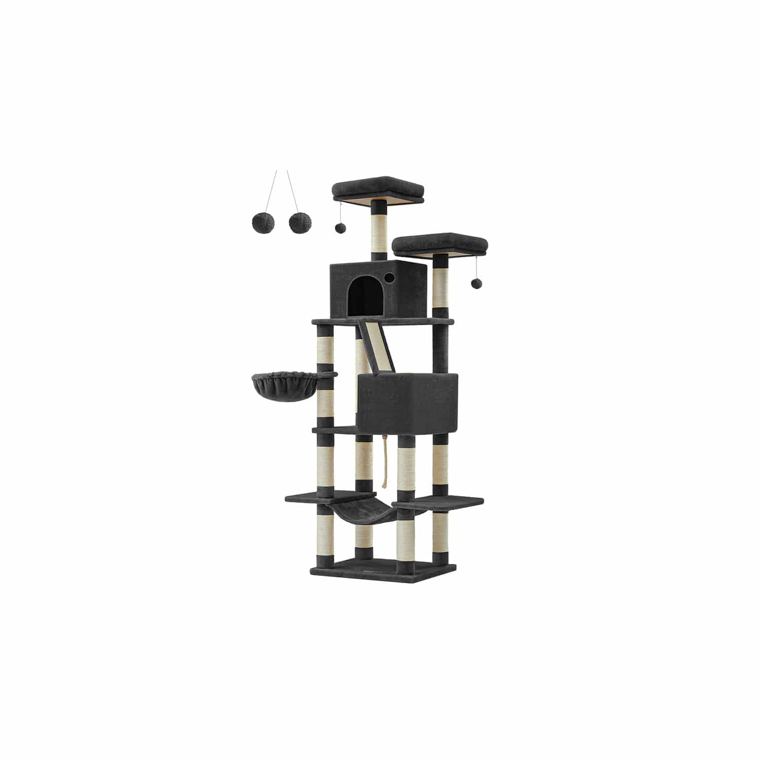 Kratzbaum groß 206 cm hoch mehrstöckig tintenschwarz