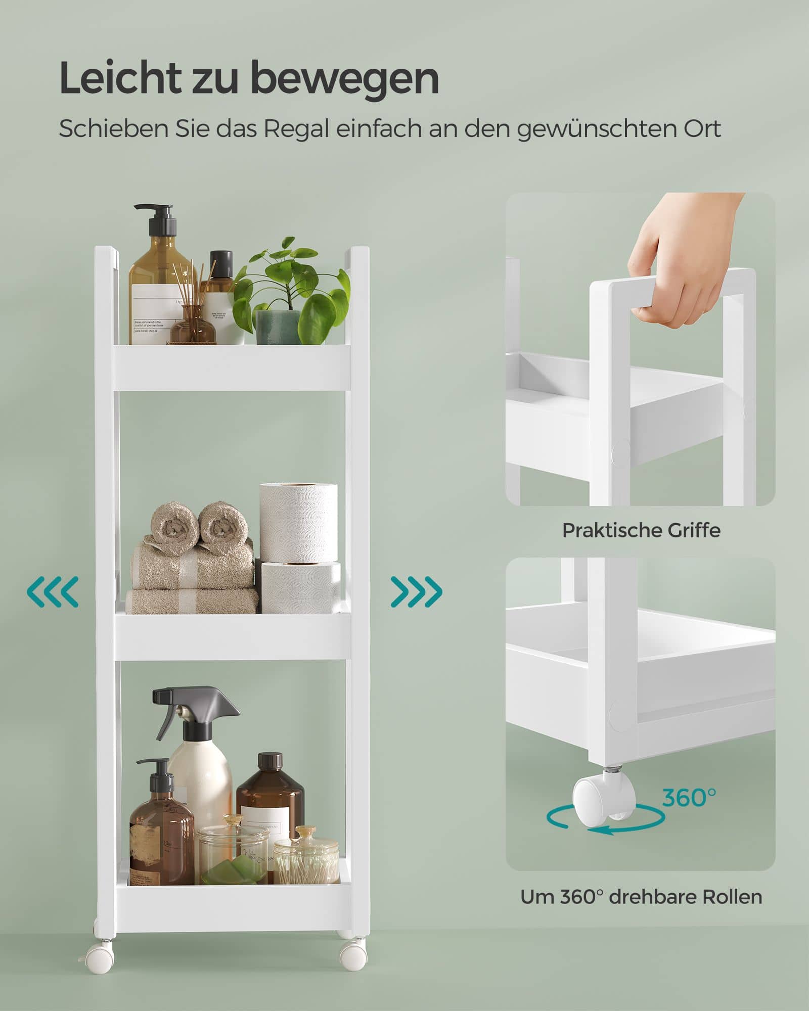 Badezimmerregal mit 3 Ebenen schmal platzsparend weiß Badezimmerregal mit 3 Ebenen schmal platzsparend weiß