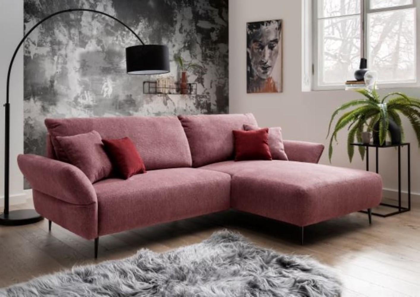 Benformato-Ecksofa-Vanilla-beidseitig-montierbar-Brombeere-MikrofaserO8rA1Uconps6j Vardo von Benformato: Mikrofaser-Eleganz in Brombeere mit Flexibilität für jeden Raum