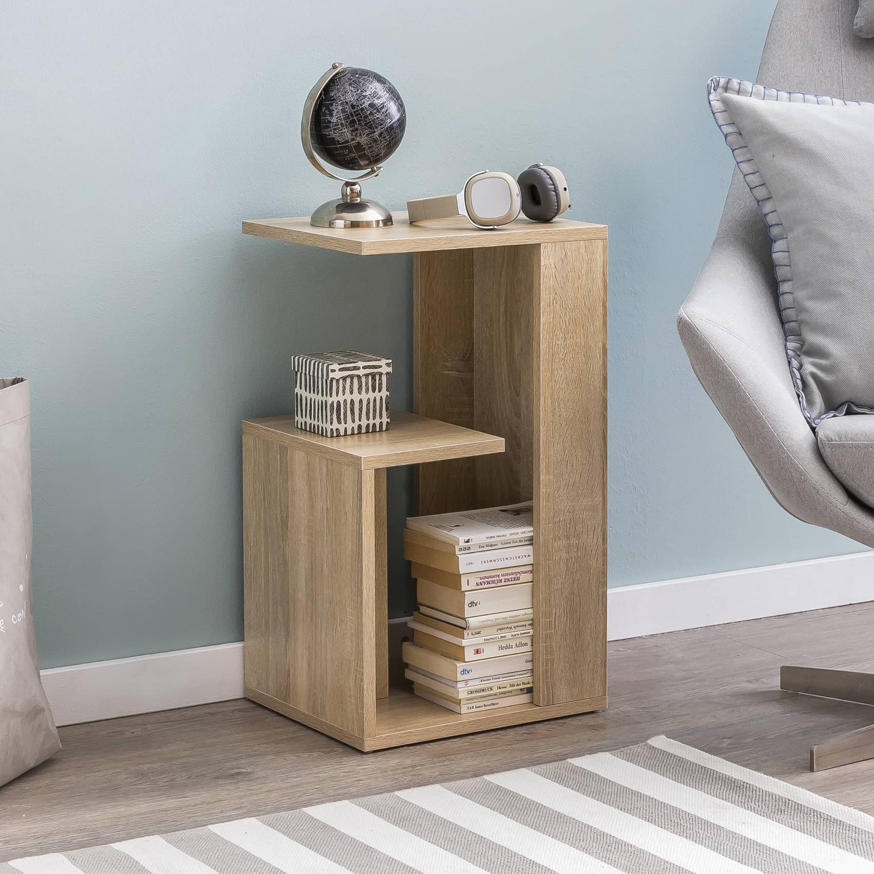 47466-WOHNLING-Regal-ABBY-35x29-5x60-cm-Sonoma-WL_1 Beistelltisch WL5.697 35x29,5x60 cm Holz Sonoma Design Anstelltisch Sofa