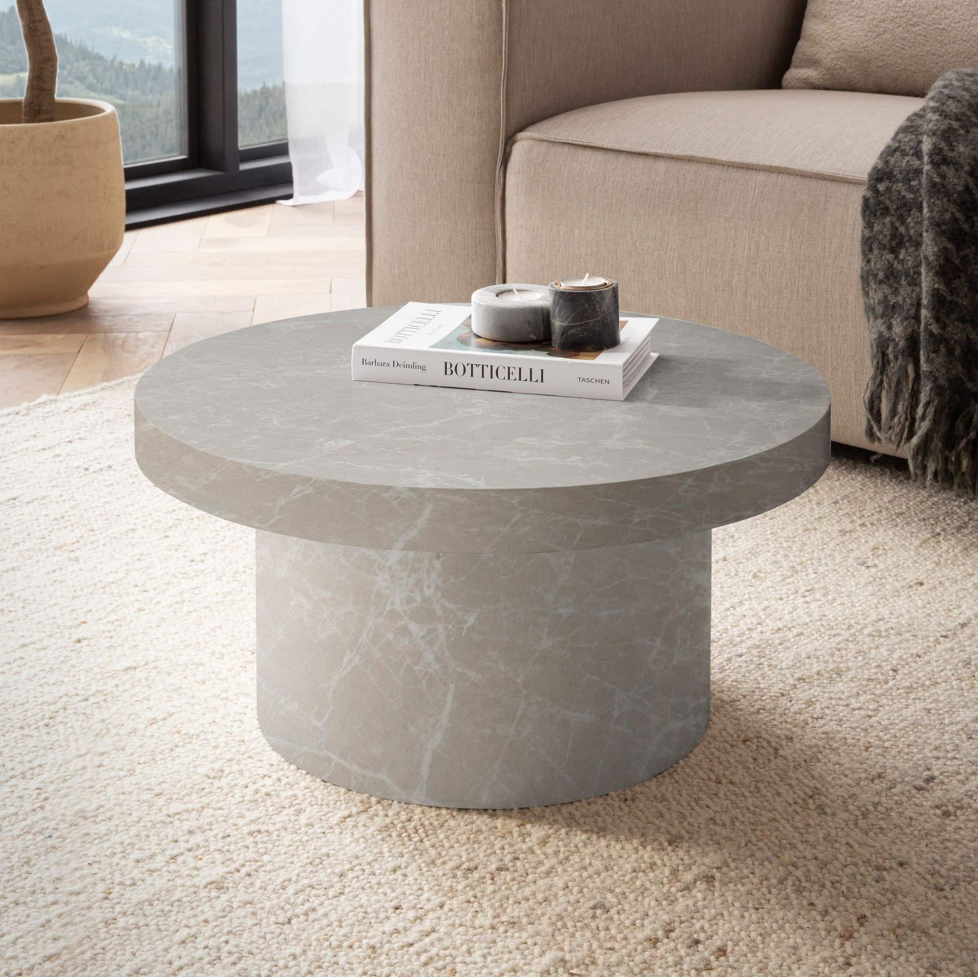 Couchtisch 60x60x30 cm Sandfarben Sofatisch in Stein-Optik Modern Couchtisch 60x60x30 cm Sandfarben Sofatisch in Stein-Optik Modern