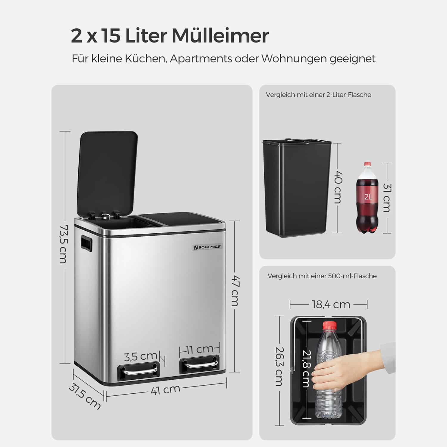 Mülltrennsystem 30 Liter (2 x 15 L)-B34LTB30H Mülltrennsystem 30 Liter (2 x 15 L)-B34LTB30H