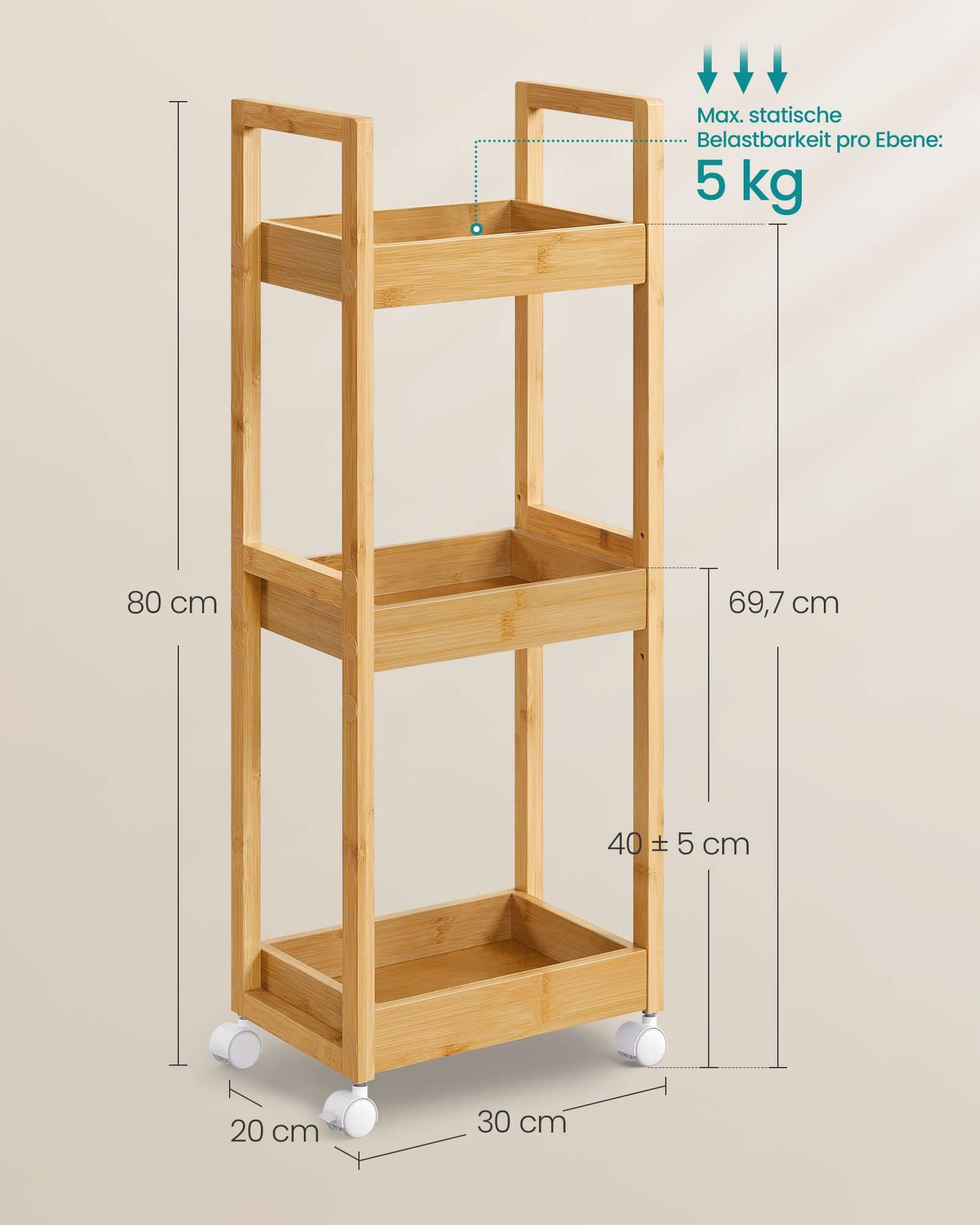 Badezimmerregal mit 3 Ebenen schmal platzsparend