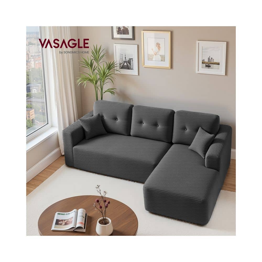 Modulares Ecksofa 244 cm mit großer Chaiselongue rechts schiefergrau Modulares Ecksofa 244 cm mit großer Chaiselongue rechts schiefergrau