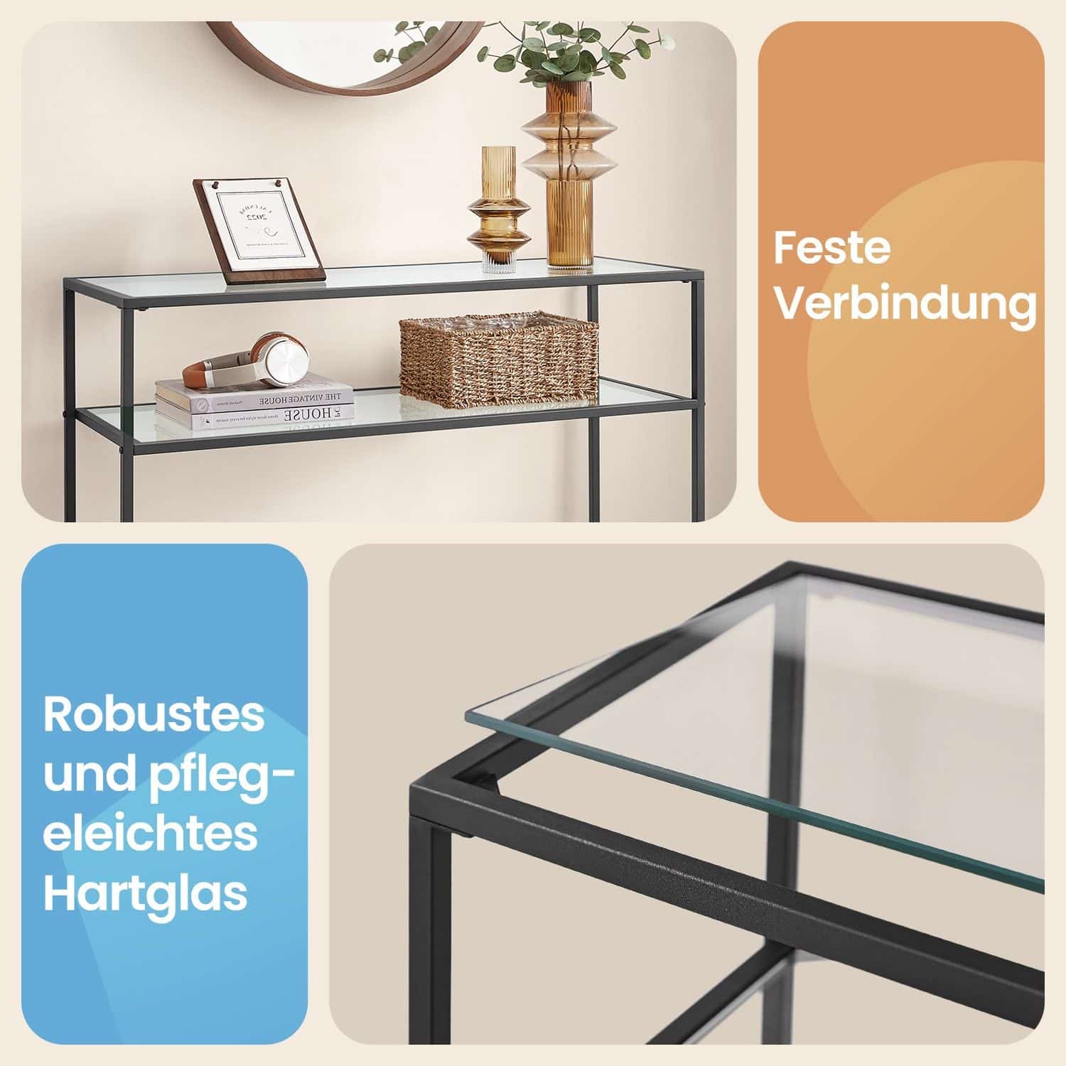 Konsolentisch mit 2 Ebenen, Eingangstisch, Sofaspitze