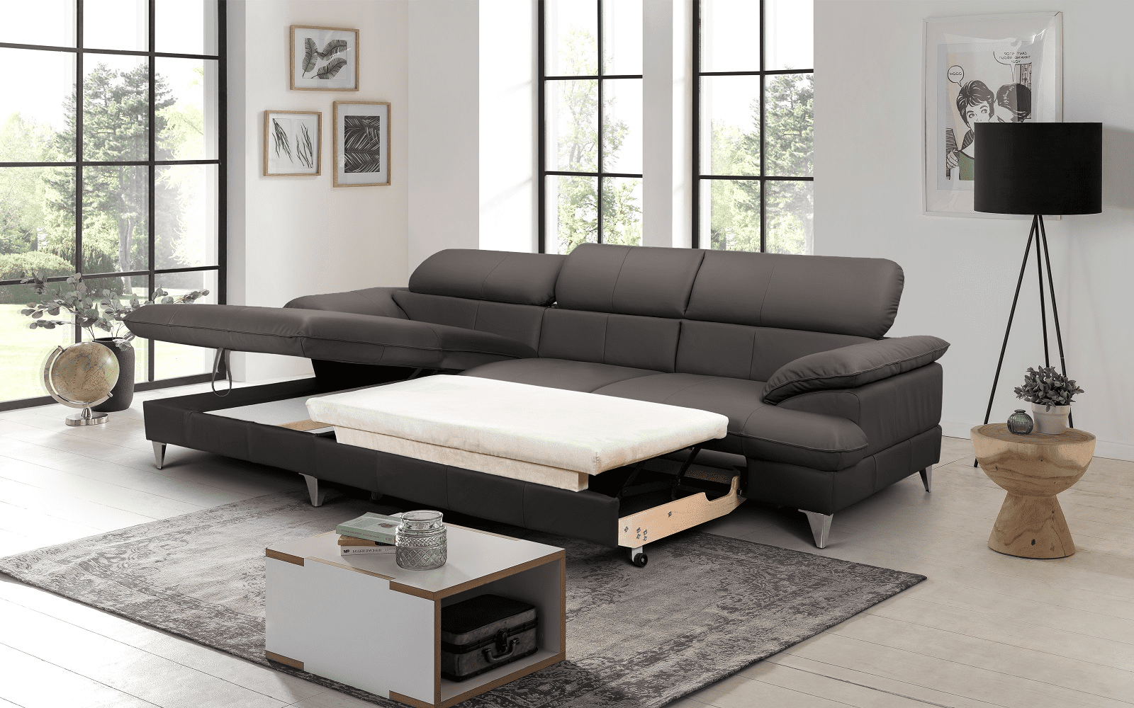 David Ecksofa Echtleder – Schlafsofa mit Bettkasten David Ecksofa Echtleder – Schlafsofa mit Bettkasten