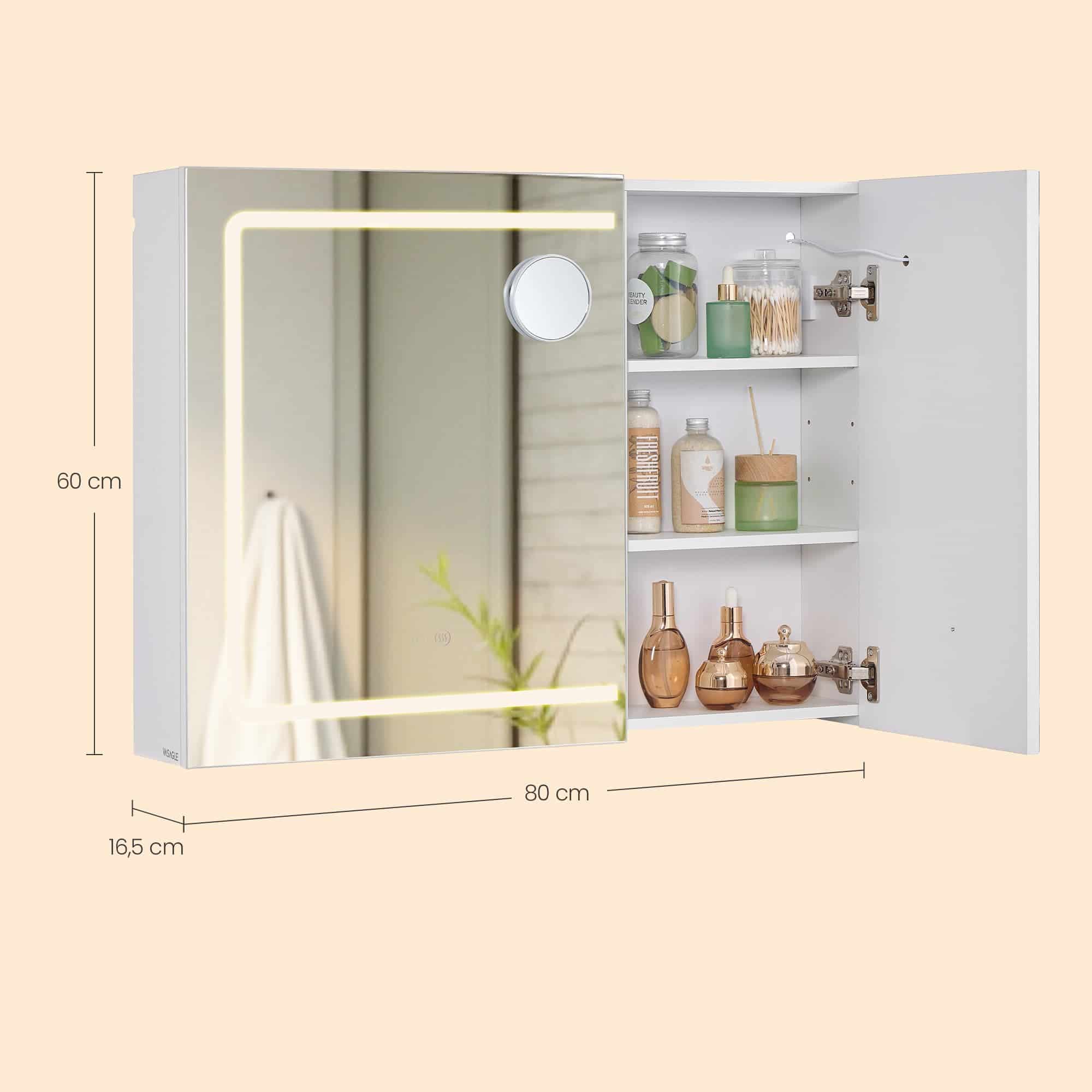 Spiegelschrank mit Beleuchtung und Steckdose