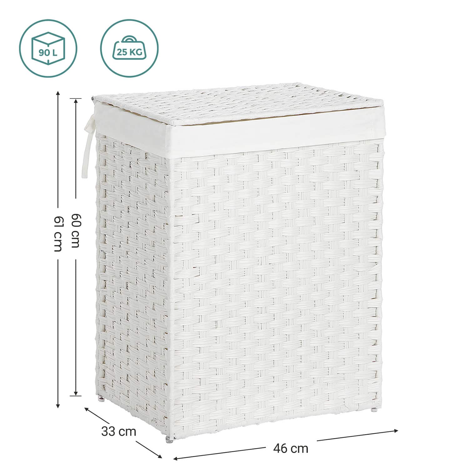 Wäschekorb aus Polyrattan Weiß-LCB51WT Wäschekorb aus Polyrattan Weiß-LCB51WT