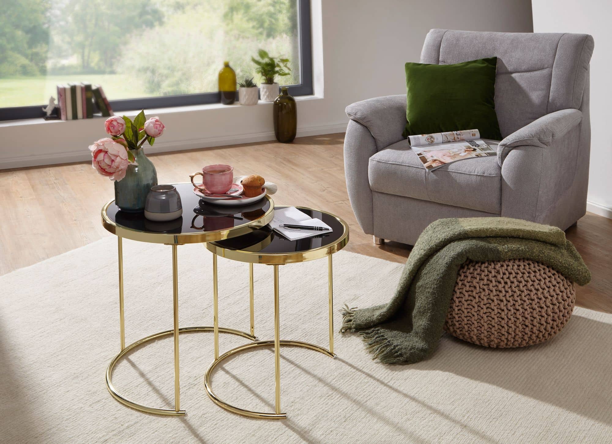 47898-WOHNLING-Satztisch-CORA-Schwarz-Gold-WL5-_2 Design Satztisch COMO Schwarz/Gold Beistelltisch Metall/Glas