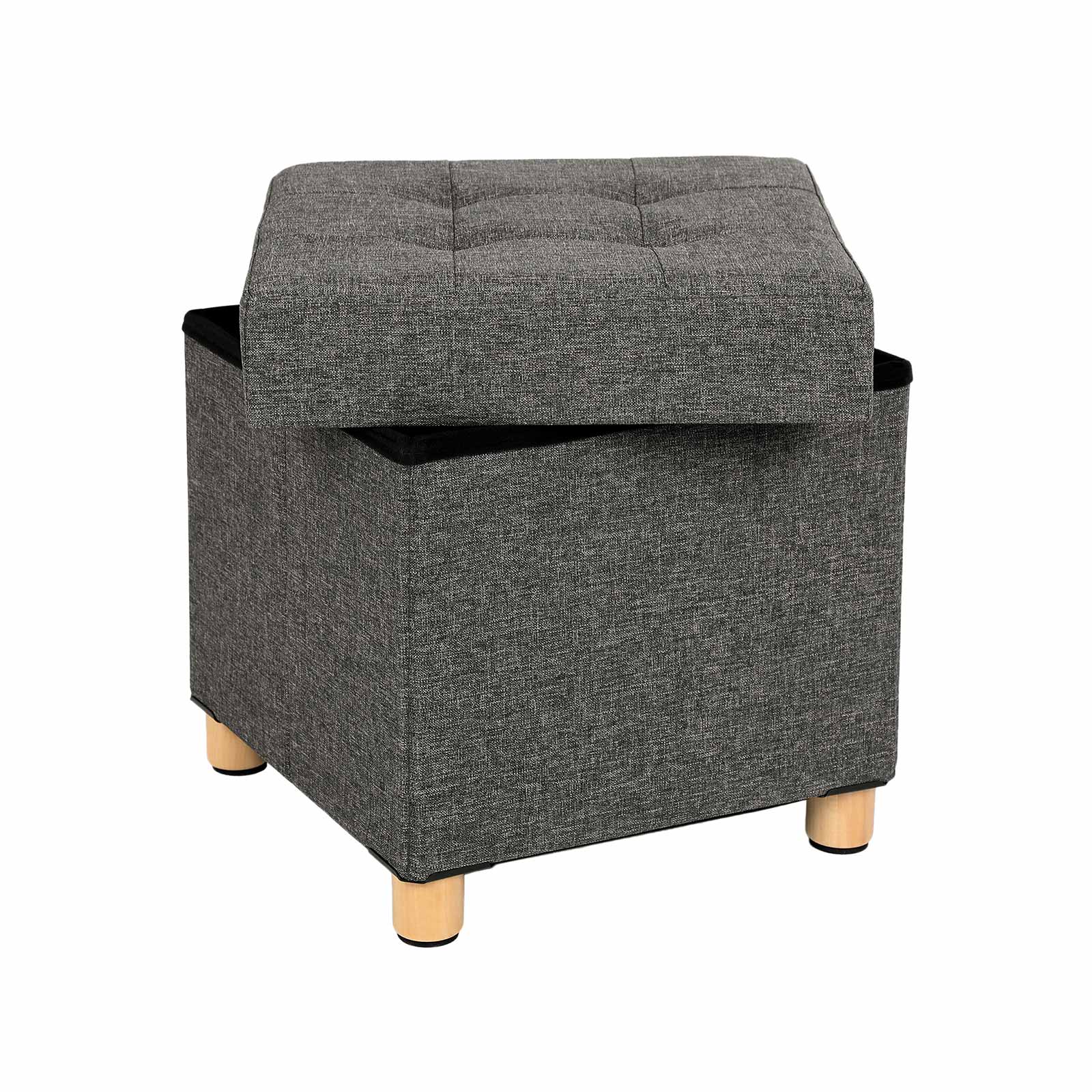 Sitzhocker mit Holzfüßen Dunkelgrau-B34LSF14GYZ Sitzhocker mit Holzfüßen Dunkelgrau-B34LSF14GYZ
