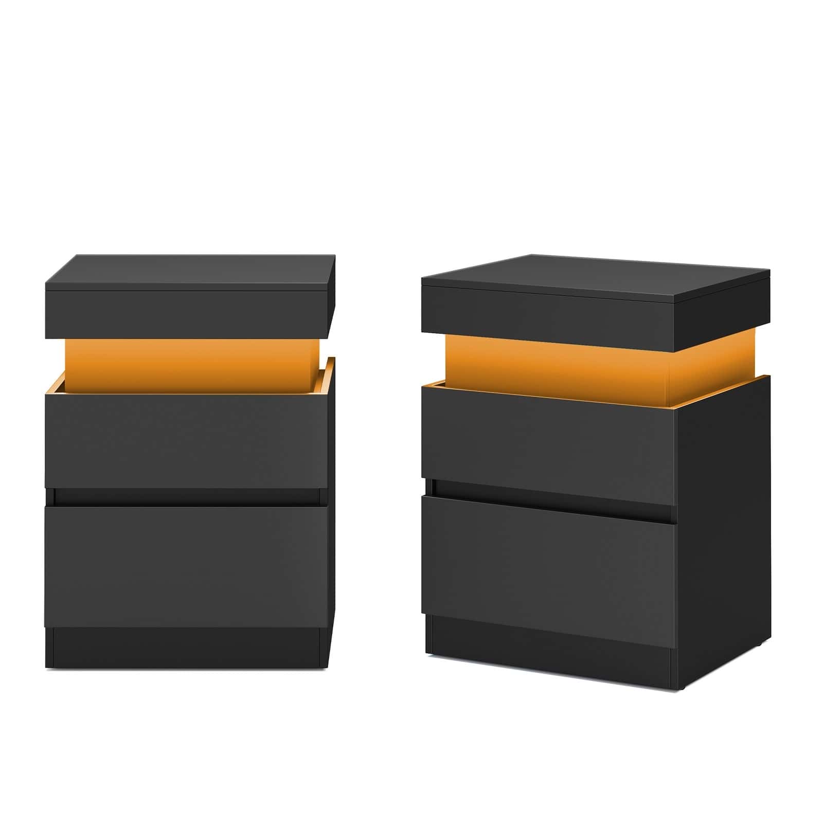 Beistelltisch mit Ladestation, 2er Set, Nachttisch mit Beleuchtung Beistelltisch mit Ladestation, 2er Set, Nachttisch mit Beleuchtung