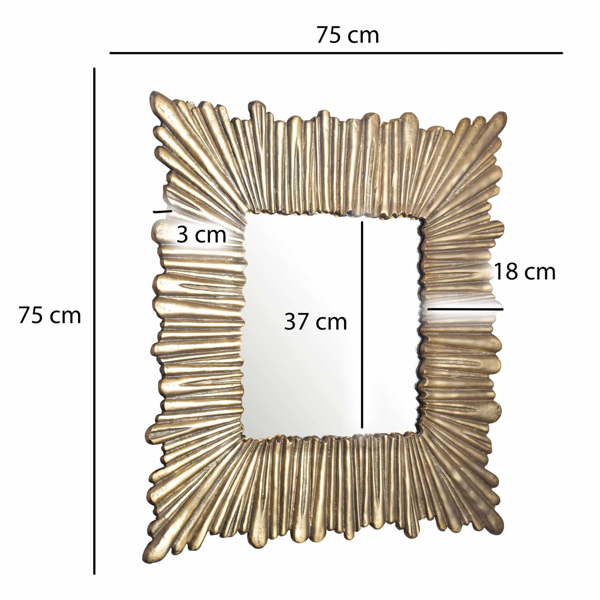 Wandspiegel 75x75 cm Metall Design Hängespiegel Gold