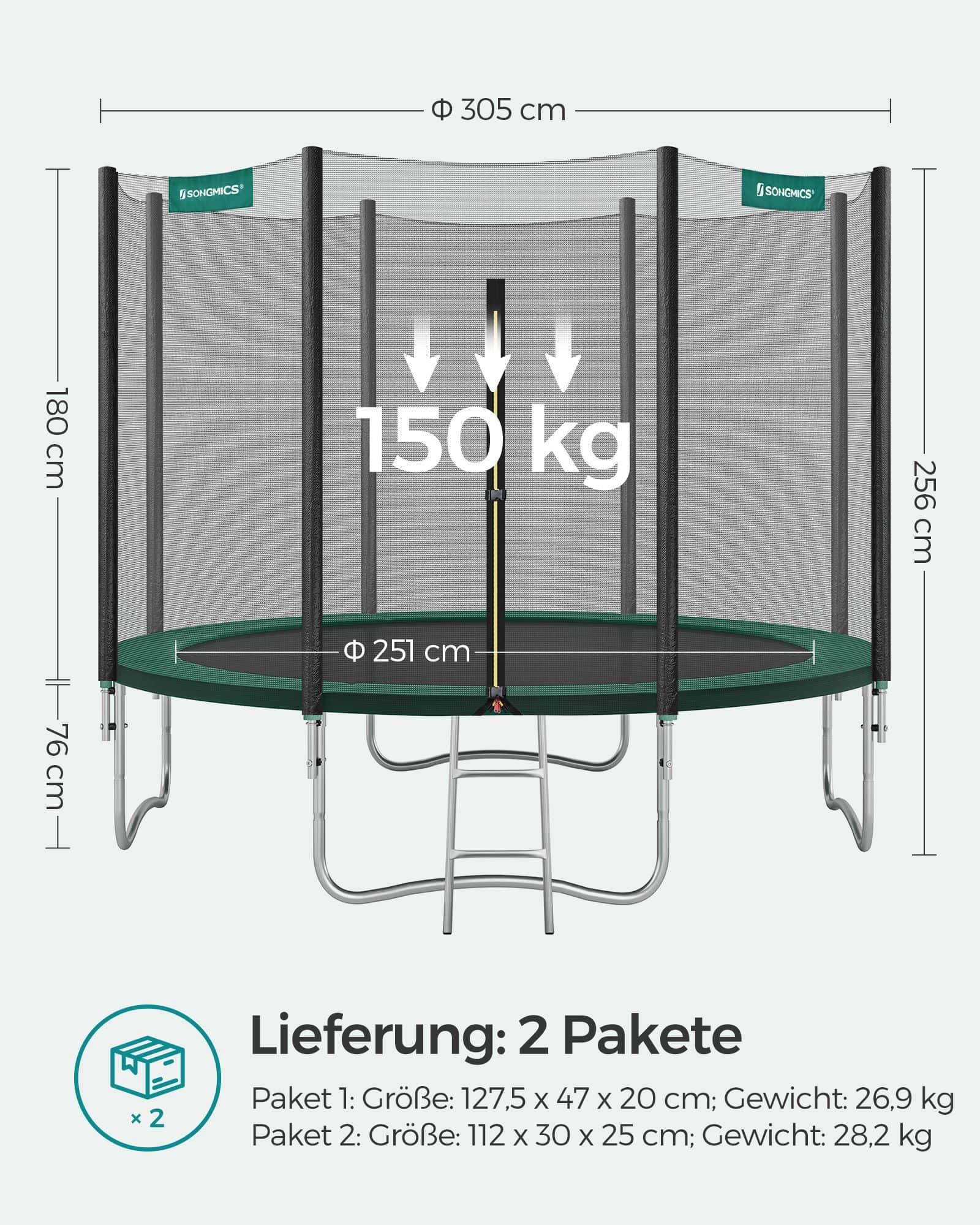 Trampolin Ø 305 cm schwarz-grün-B34STR10GN Trampolin Ø 305 cm schwarz-grün-B34STR10GN