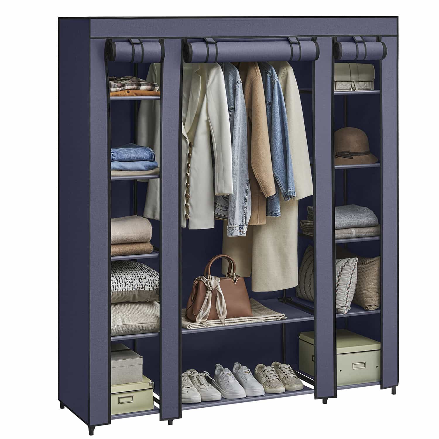 Stoffschrank mit Kleiderstange und Metallrahmen-LSF003I02 Stoffschrank mit Kleiderstange und Metallrahmen-LSF003I02