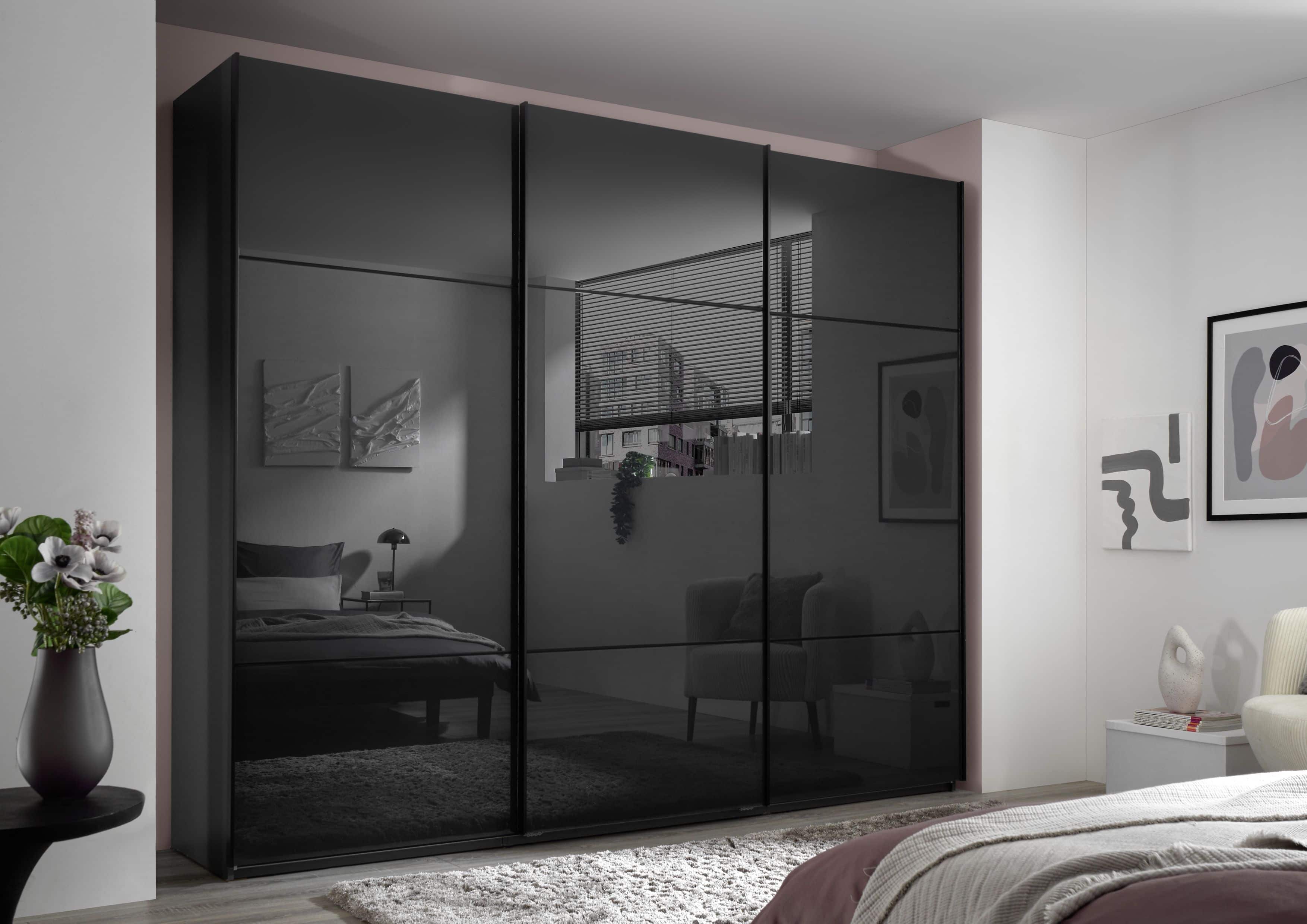 Kleiderschrank Minda mit Glastüren graphit - viel Stauraum & edles Design für Ihr Schlafzimmer Kleiderschrank Minda mit Glastüren graphit - viel Stauraum & edles Design für Ihr Schlafzimmer
