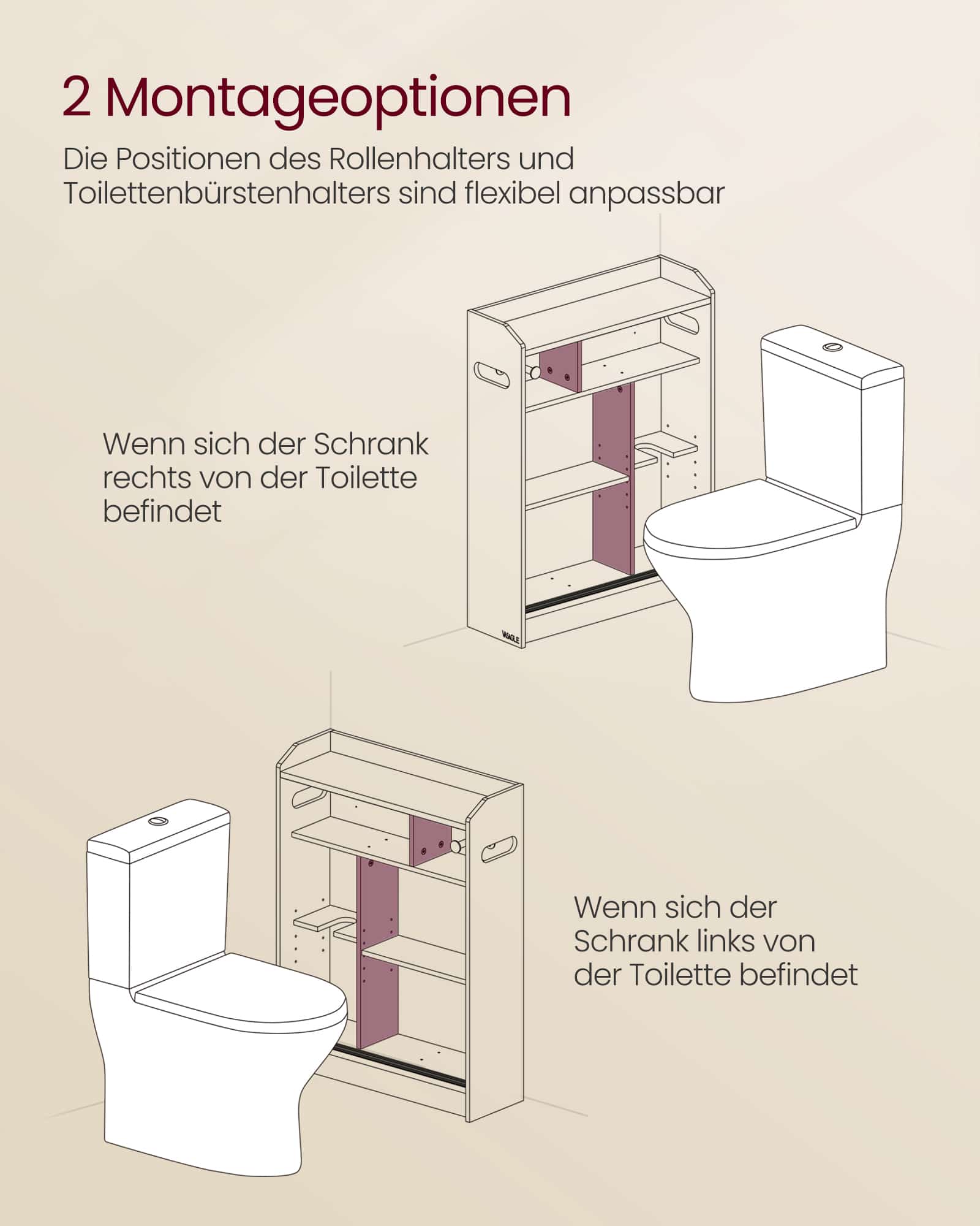Badezimmerschrank mit verstellbaren Einlegeböden wolkenweiß Badezimmerschrank mit verstellbaren Einlegeböden wolkenweiß