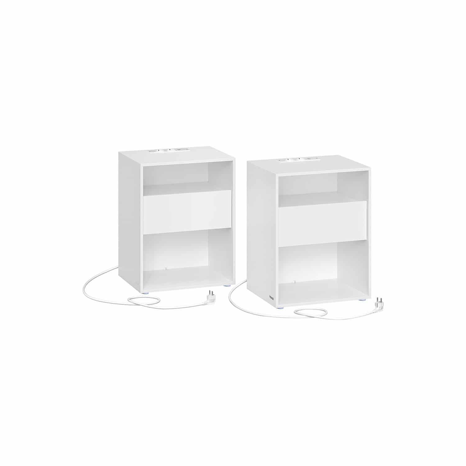 Nachttisch 2er Set mit Ladefunktion und Schublade mattweiß Nachttisch 2er Set mit Ladefunktion und Schublade mattweiß