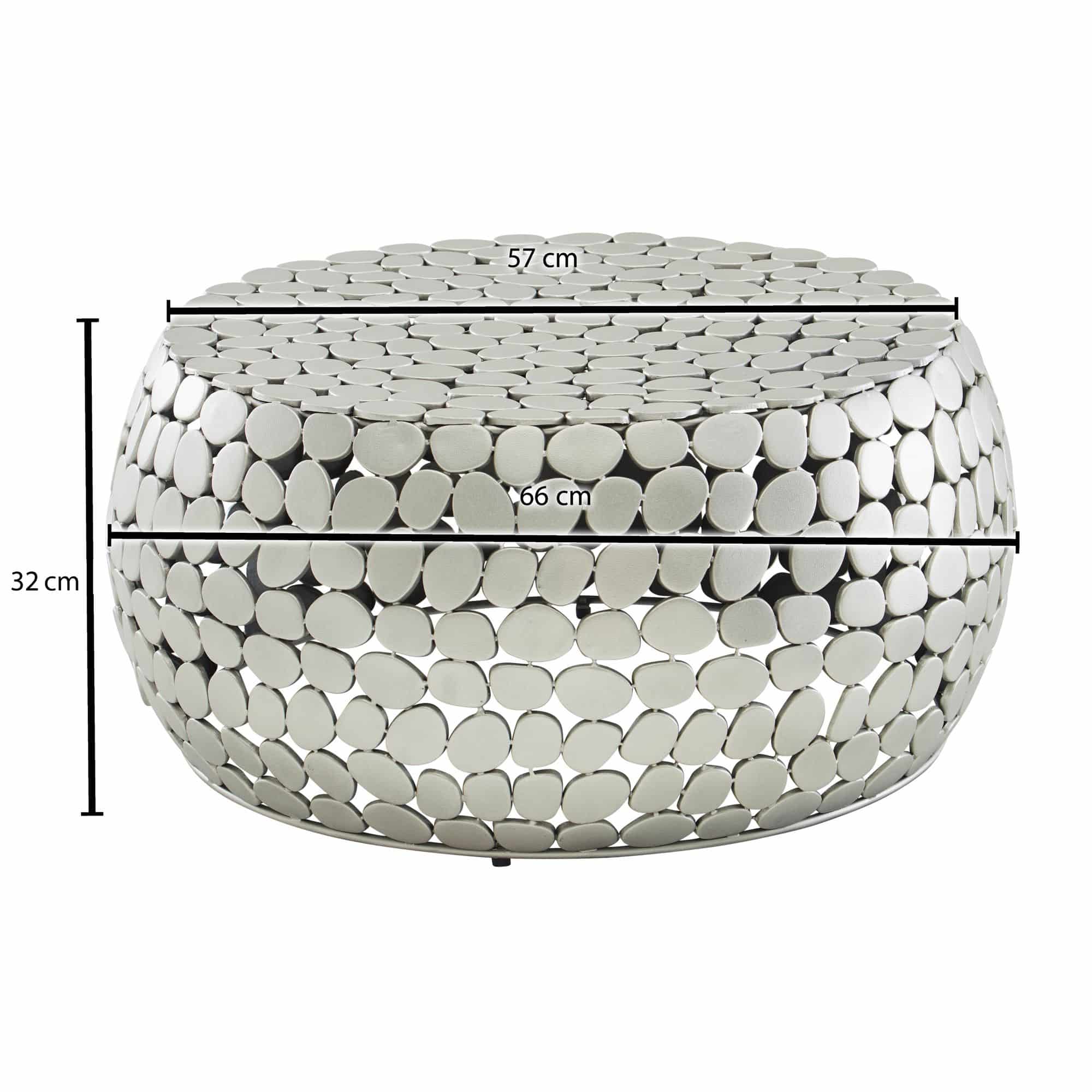 Couchtisch Metall Silber 66x66x32 cm Sofatisch Aluminium