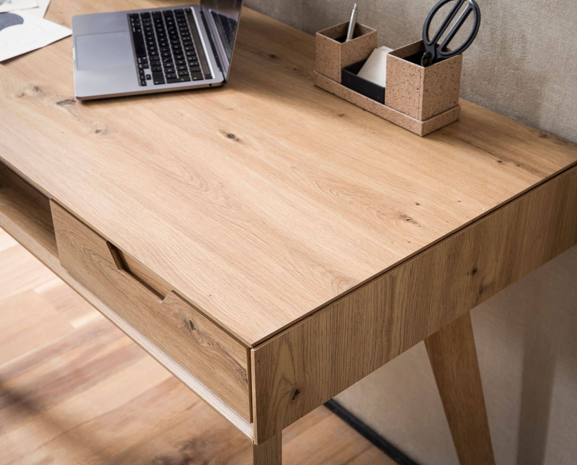 Schreibtisch 120x55x77 cm Eiche Dekor mit Stauraum Schreibtisch 120x55x77 cm Eiche Dekor mit Stauraum