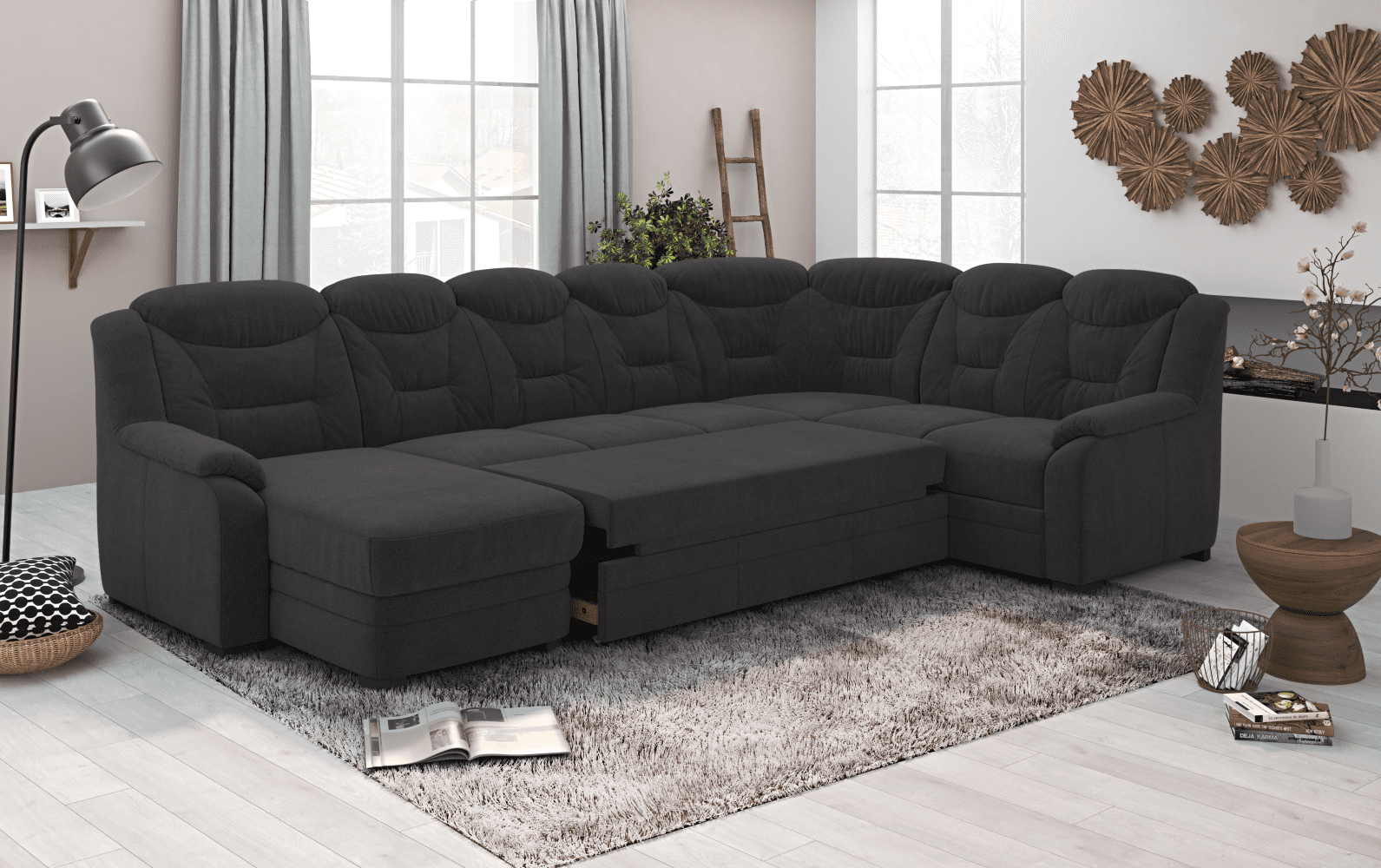 Wohnlandschaft Marcus mit Schlaffunktion & Bettkasten - Cotta