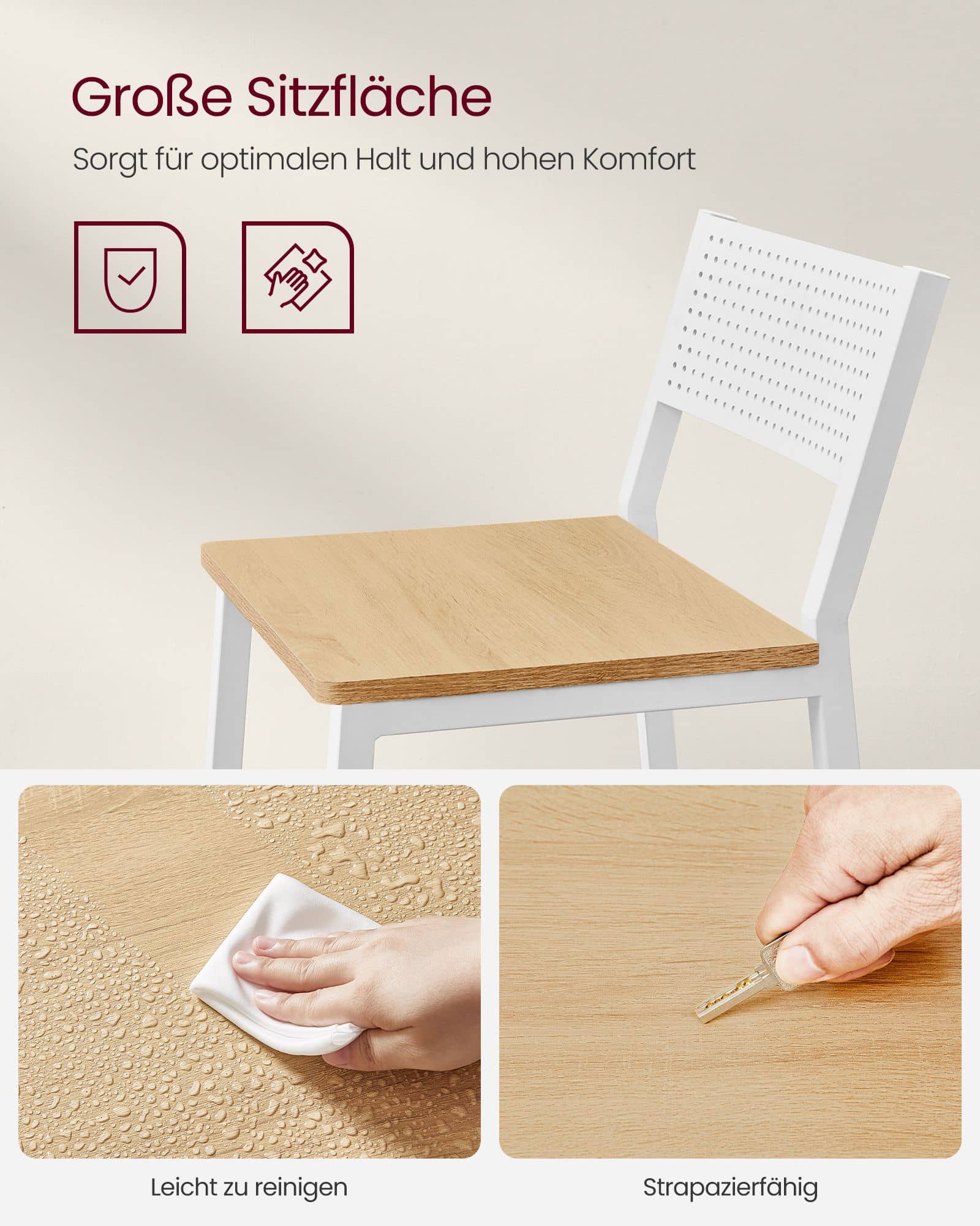 Industrie-Design Barhocker 2er Set beigeweiß-LBC070W09