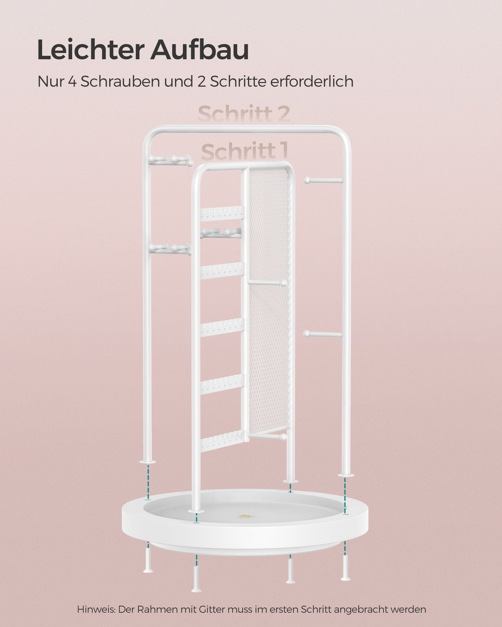 Schmuckhalter mit Metallrahmen drehbar Geschenkidee weiß Schmuckhalter mit Metallrahmen drehbar Geschenkidee weiß
