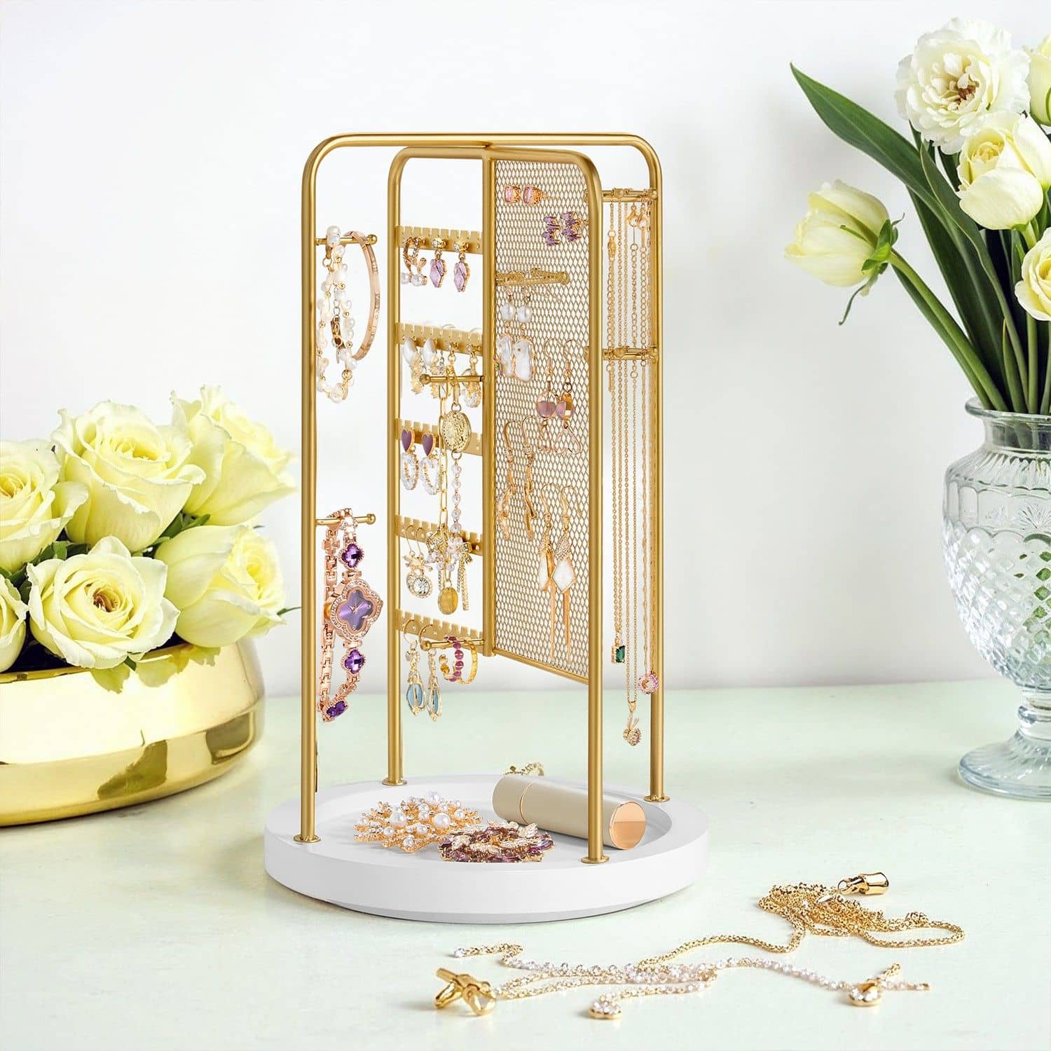 Schmuckhalter mit Metallrahmen Geschenkidee goldfarben Schmuckhalter mit Metallrahmen Geschenkidee goldfarben