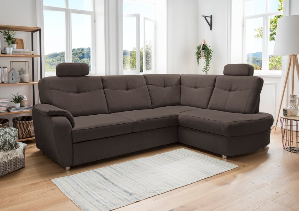 Stylisches Ecksofa Edna von Benformato mit Schlaffunktion und Bettkasten – Verschiedene Farben erhältlich