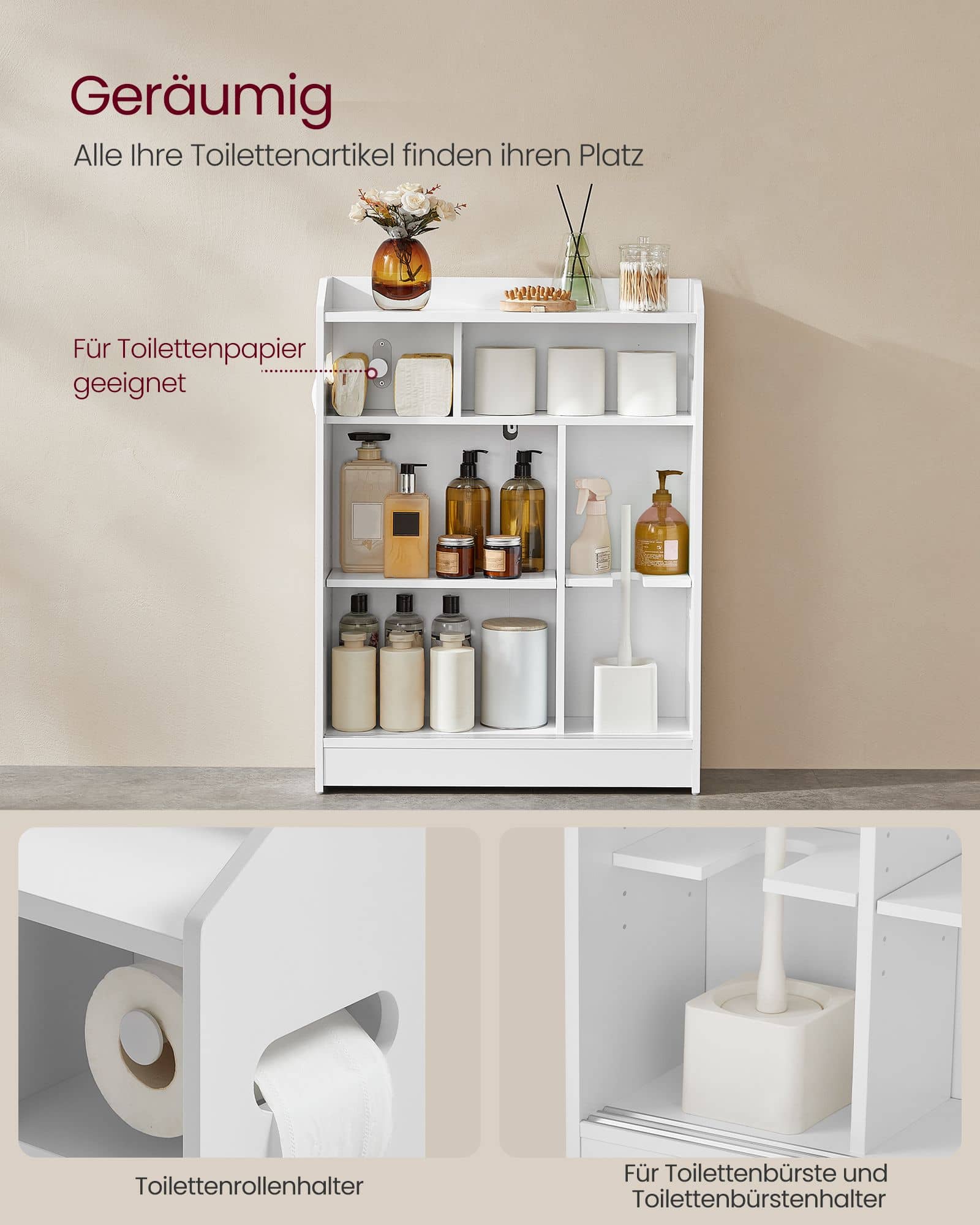 Badezimmerschrank mit verstellbaren Einlegeböden wolkenweiß Badezimmerschrank mit verstellbaren Einlegeböden wolkenweiß