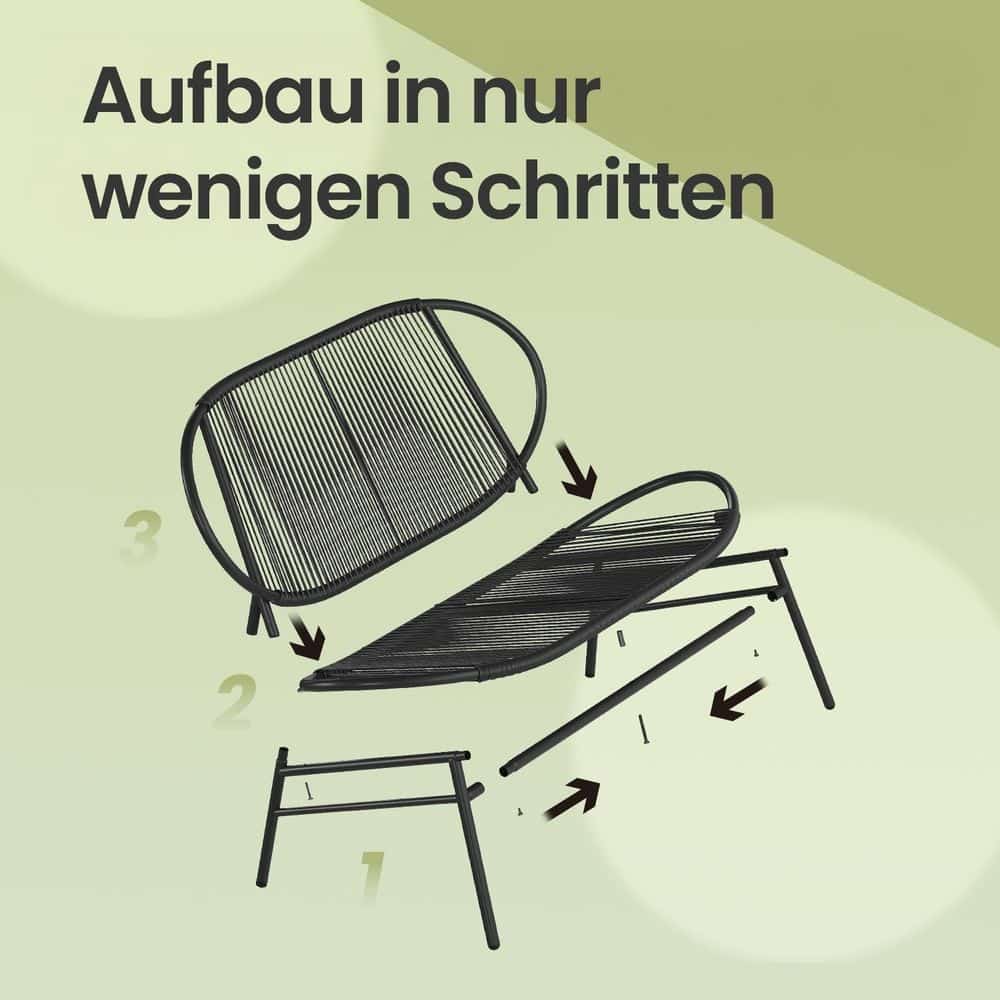 Gartenbank aus PE-Rattan 70 x 138,5 x 79 cm tintenschwarz