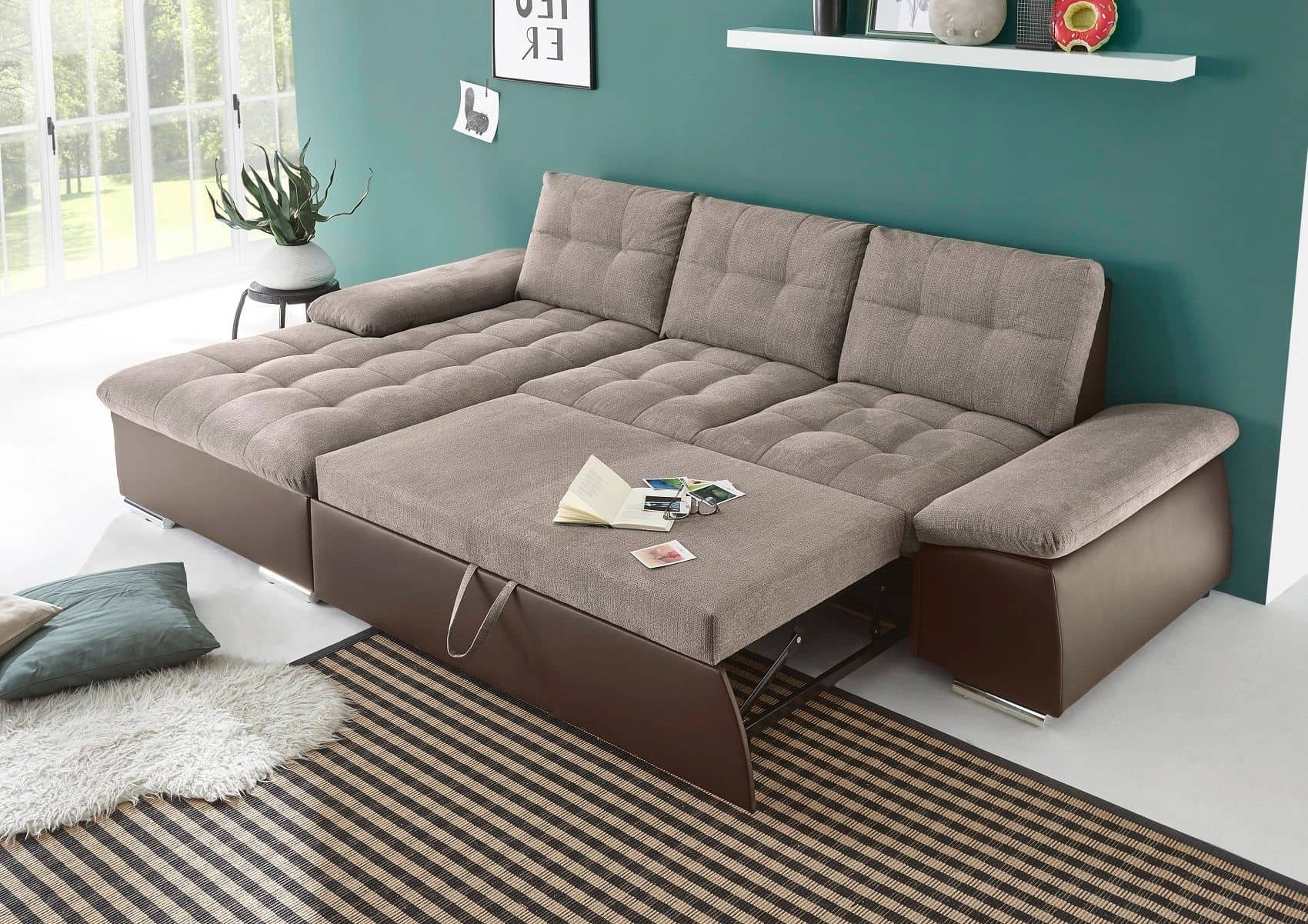 Ecksofa Jakarta Dunkelbraun | Camel – Modernes Sofa mit Schlaffunktion & verstellbaren Armlehnen Ecksofa Jakarta Dunkelbraun | Camel – Modernes Sofa mit Schlaffunktion & verstellbaren Armlehnen