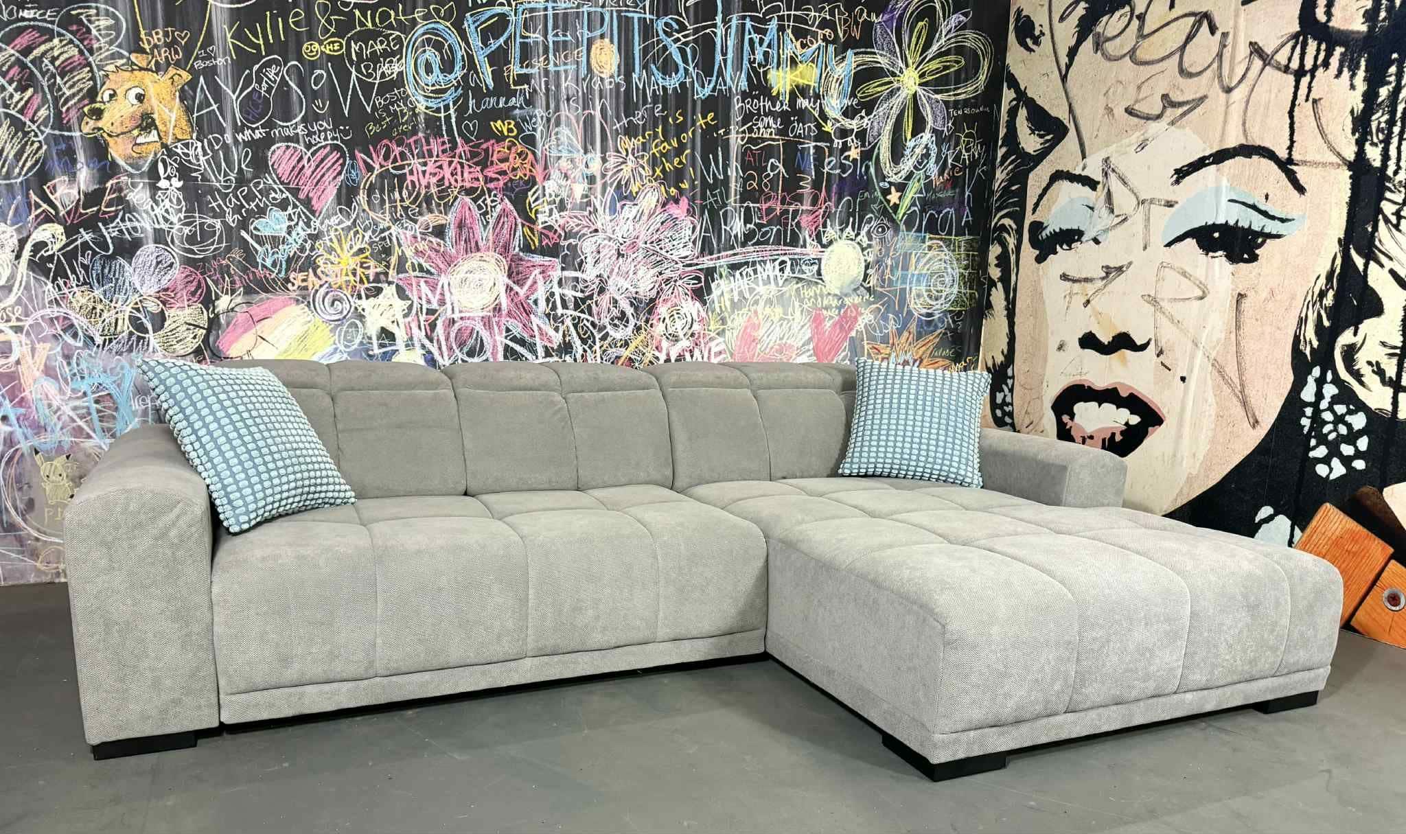 Sofa Amora Grau Mikrofaser rechts mit Elektrofunktion | Mikrofaser Flachgewebe