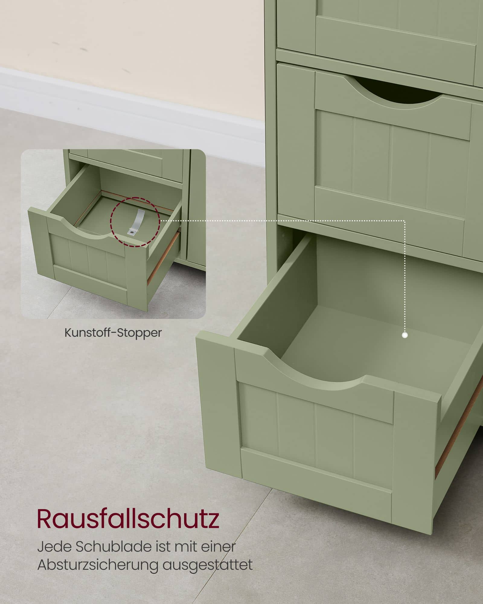 Badezimmerschrank 4 Schubladen 30 x 55 x 82 cm waldgrün