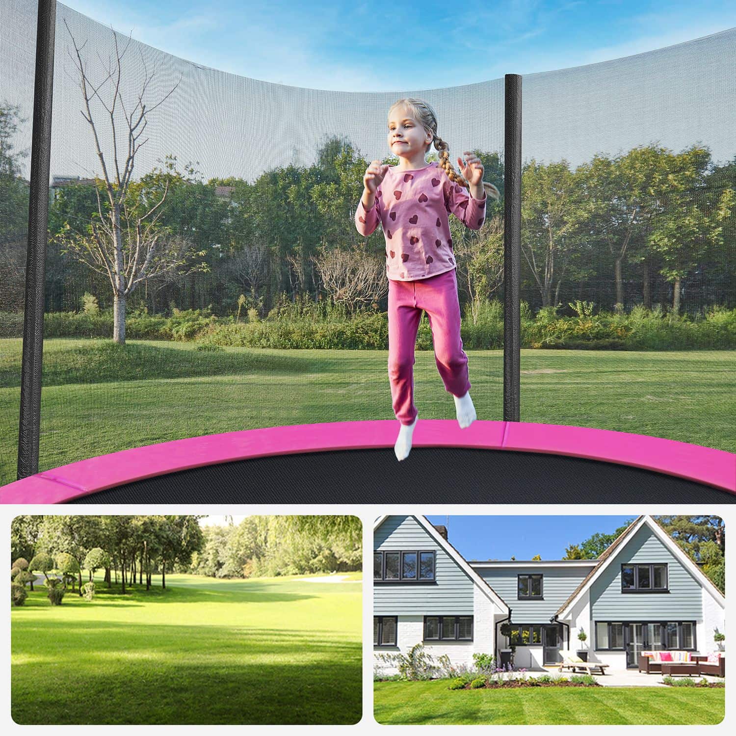 Rundes Gartentrampolin Ø 183 cm mit Sicherheitsnetz-B34STR061P01 Rundes Gartentrampolin Ø 183 cm mit Sicherheitsnetz-B34STR061P01