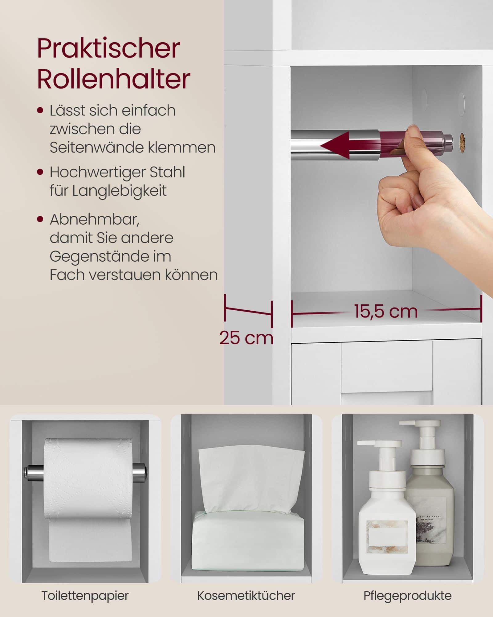 Toilettenregal mit Schiebetür 25 x 83 x 170 cm wolkenweiß Toilettenregal mit Schiebetür 25 x 83 x 170 cm wolkenweiß