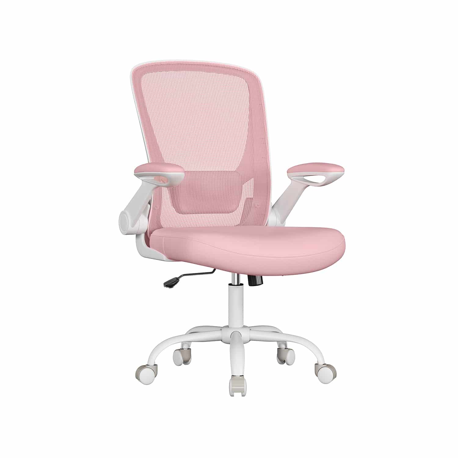 Bürostuhl gepolsterte Wippfunktion Armlehnen pastellrosa Bürostuhl gepolsterte Wippfunktion Armlehnen pastellrosa